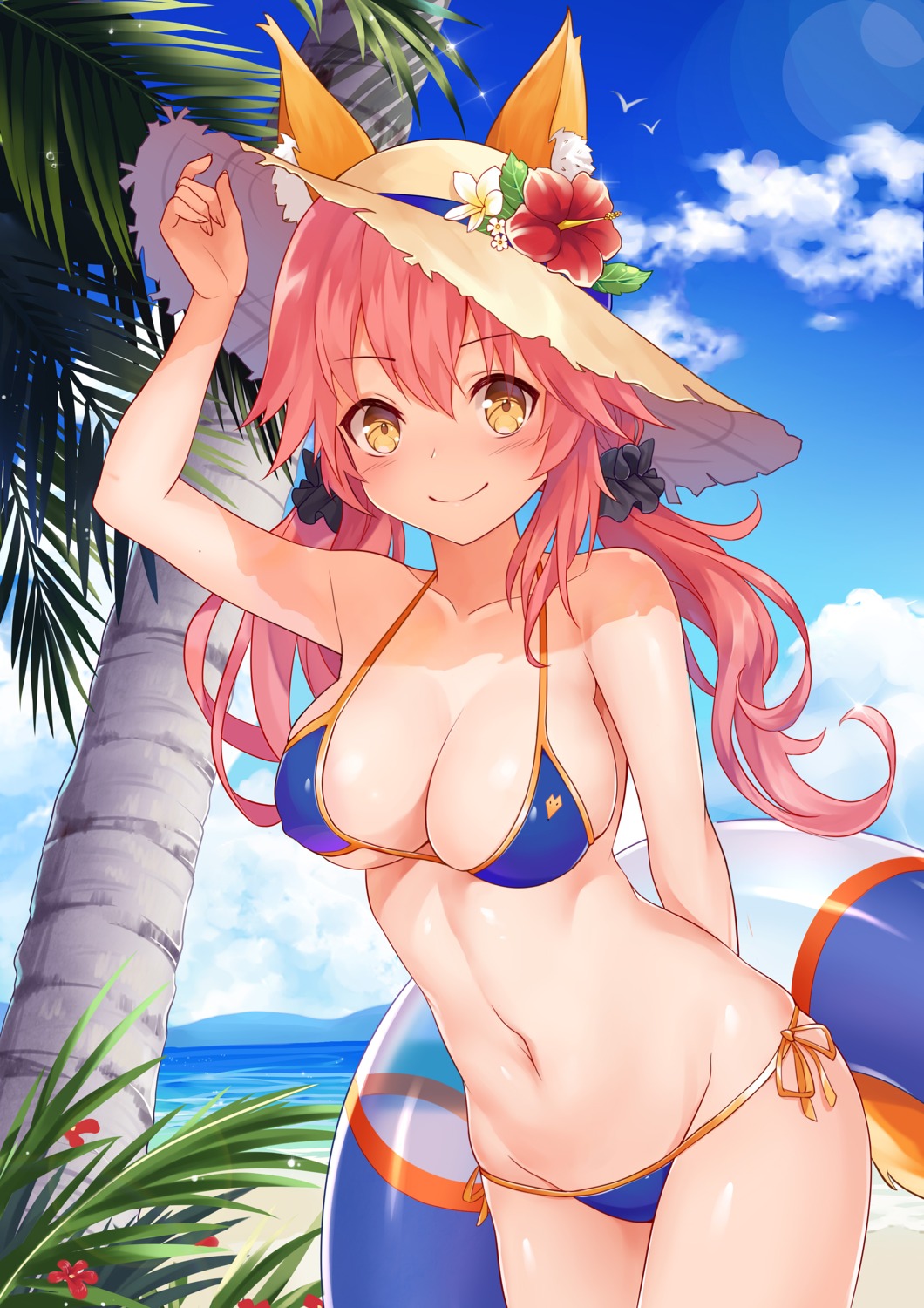 animal_ears bikini cheng_ka fate/grand_order swimsuits tail tamamo_no_mae