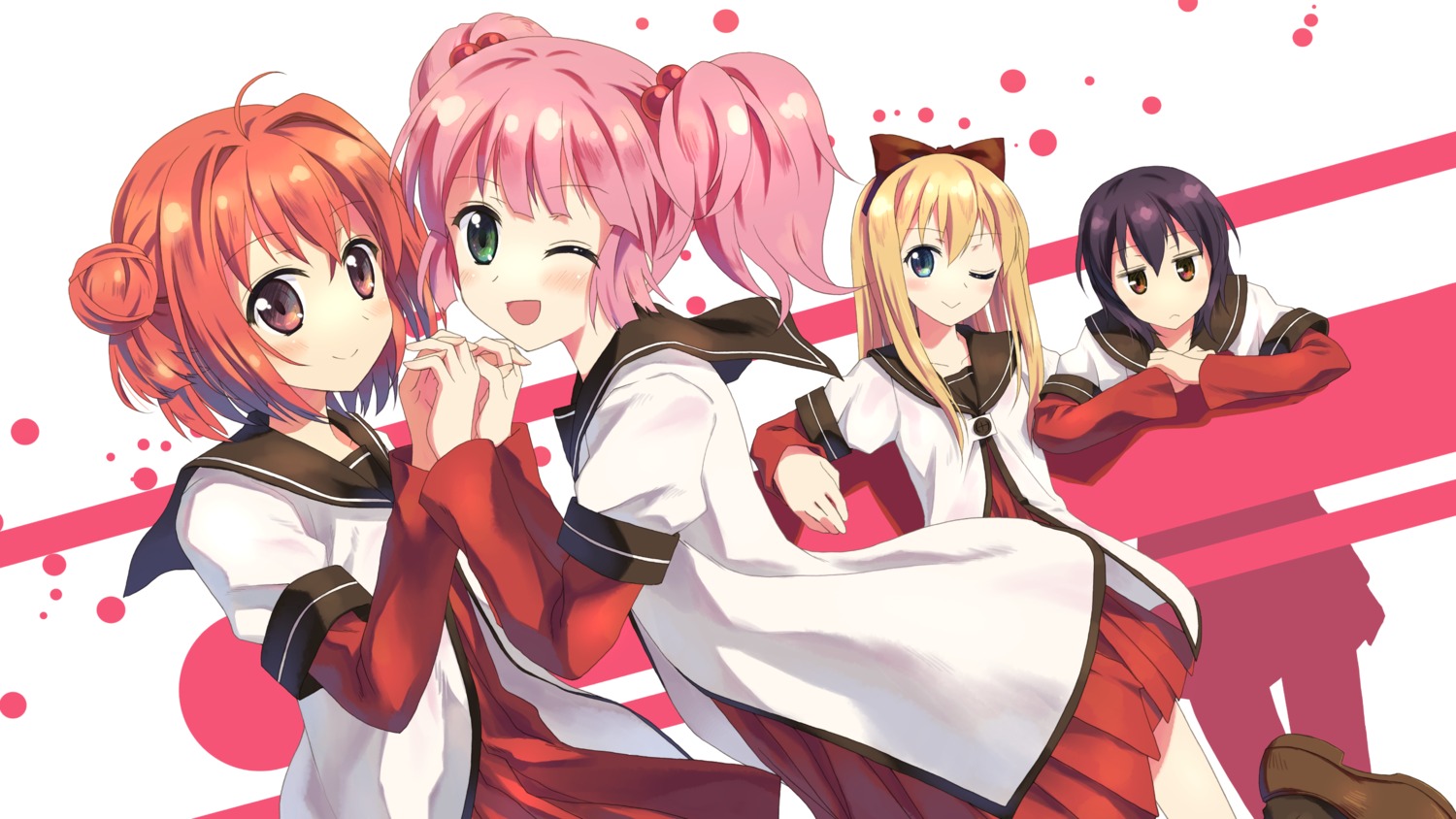 akaza_akari funami_yui seifuku studio_s.d.t. toshinou_kyouko wallpaper yoshikawa_chinatsu yuru_yuri yuuki_tatsuya