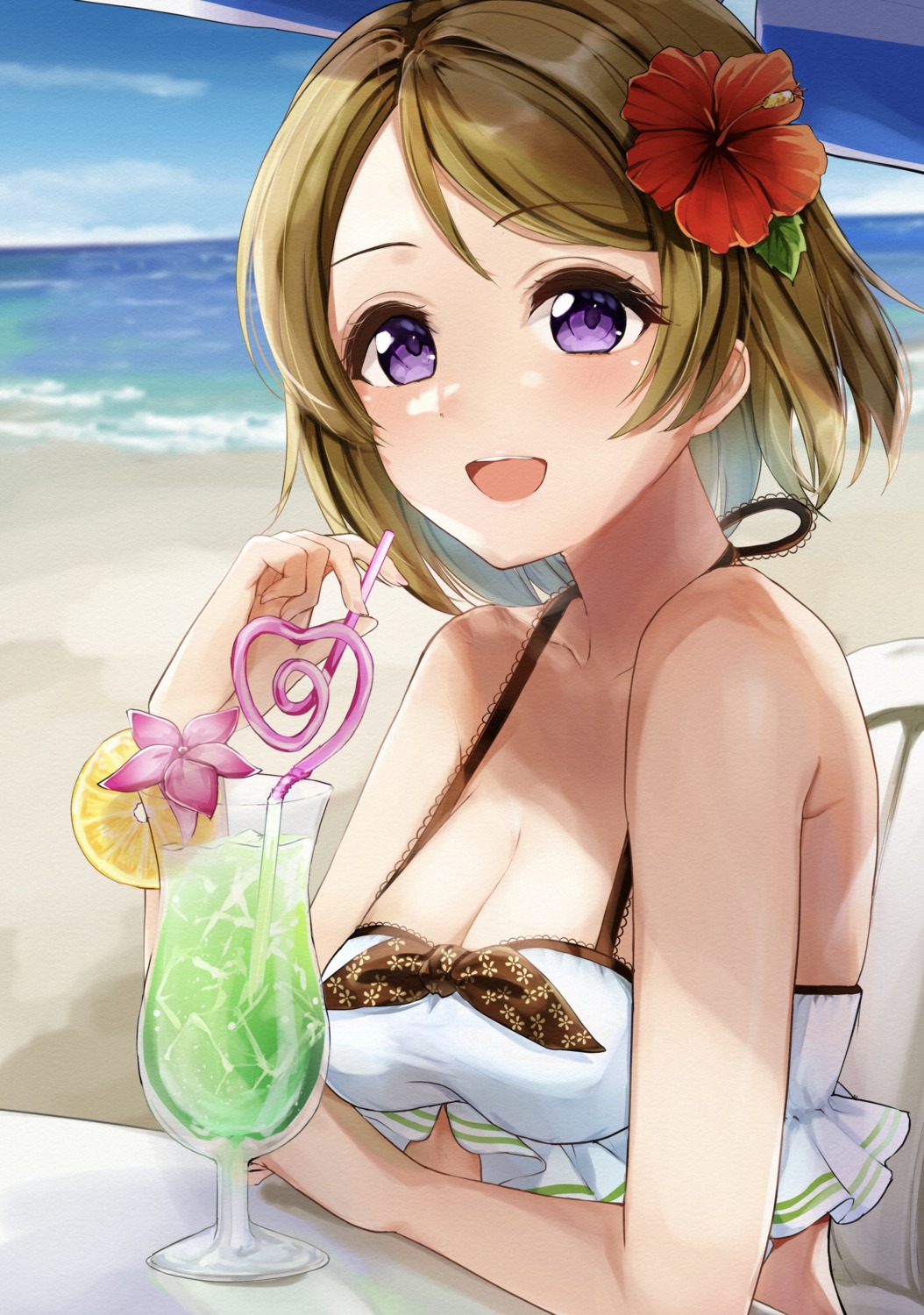 bikini_top cleavage koizumi_hanayo love_live! swimsuits yoshinon_(yoshinon_kotori)