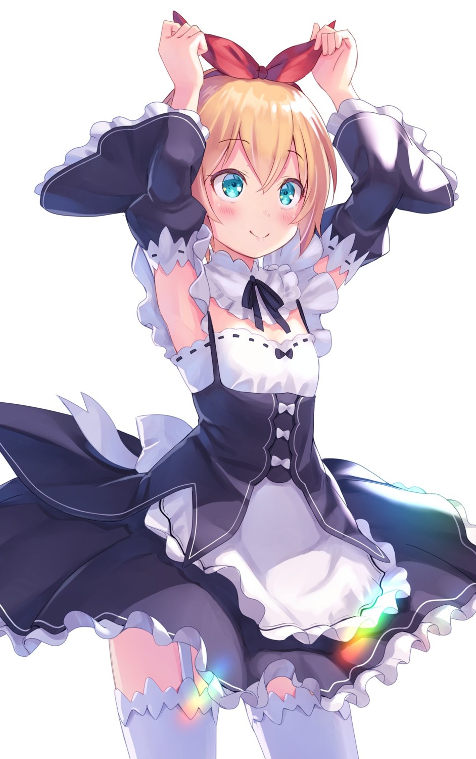 maid na-ga petra_leyte re_zero_kara_hajimeru_isekai_seikatsu skirt_lift stockings thighhighs