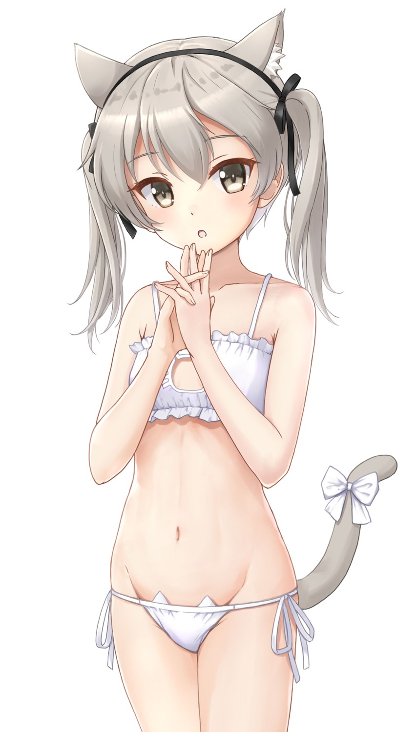 animal_ears bra flipper girls_und_panzer loli nekomimi pantsu shimada_arisu string_panties tail