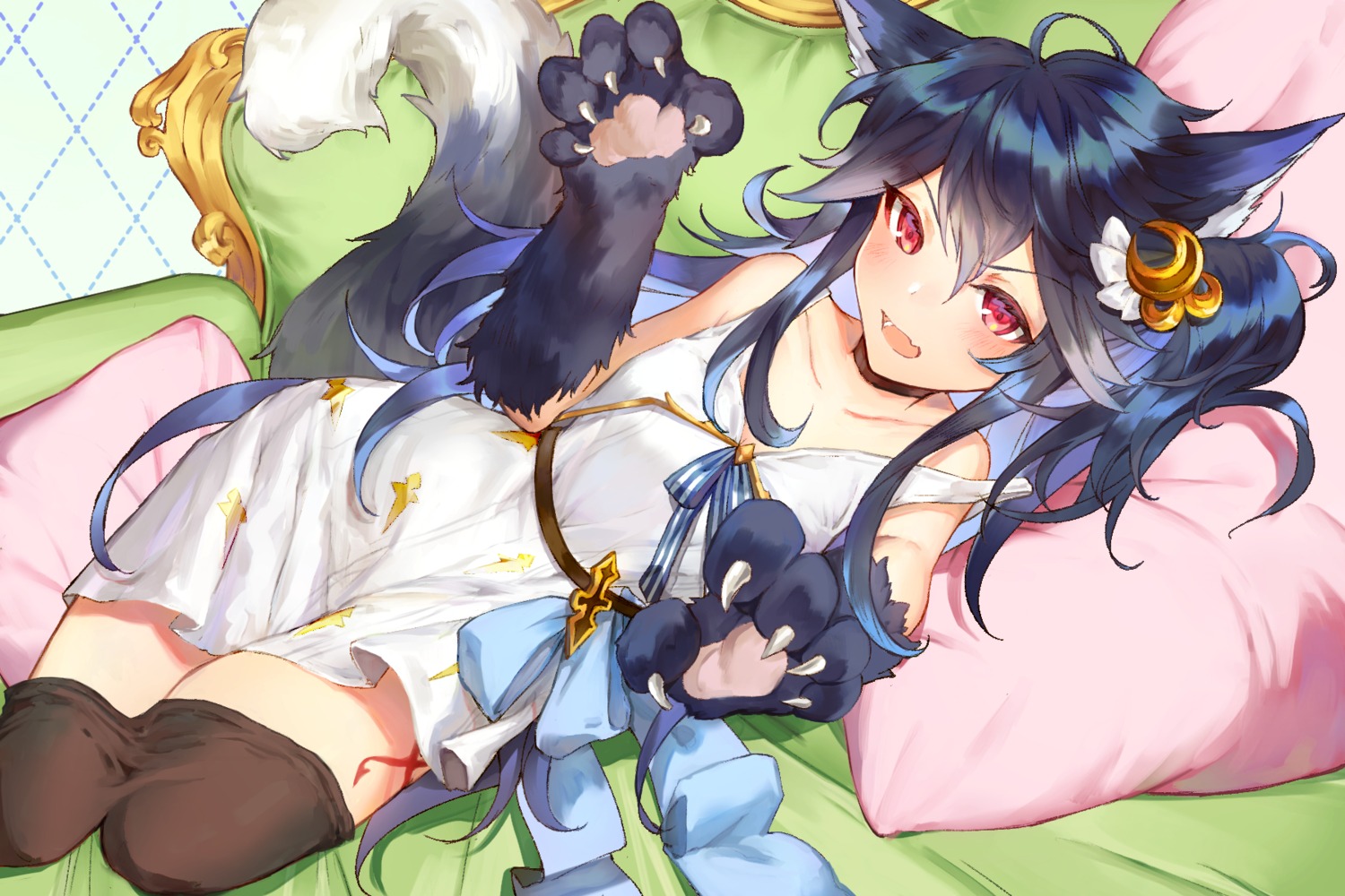 animal_ears dress fenrir shingeki_no_bahamut tail thighhighs yuntae