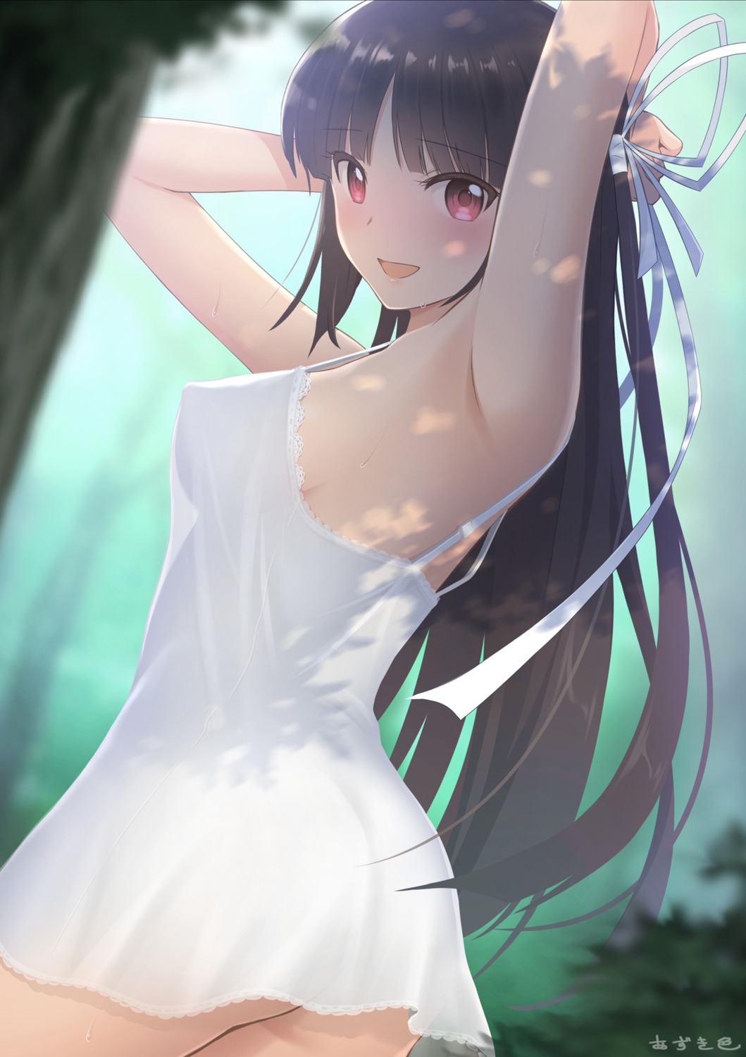 azuki-iro dress erect_nipples hiyou_(kancolle) kantai_collection no_bra