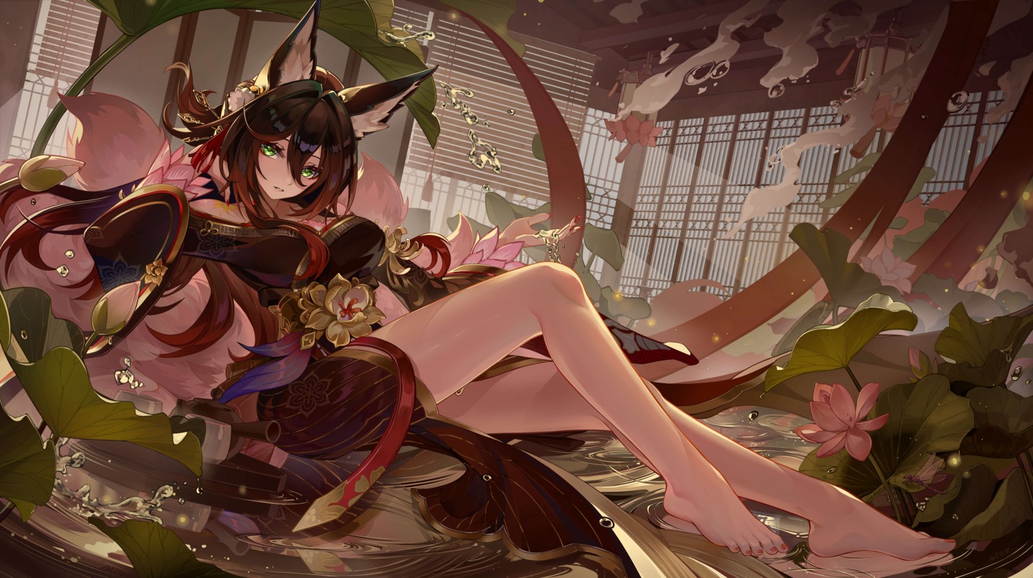 ai_dongdong animal_ears honkai:_star_rail japanese_clothes tail tingyun