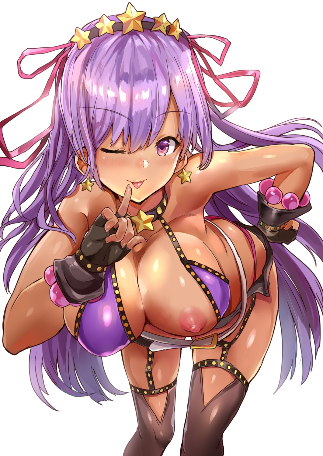 bb_(fate/extra_ccc) bikini breasts fate/grand_order himuro nipples stockings swimsuits thighhighs