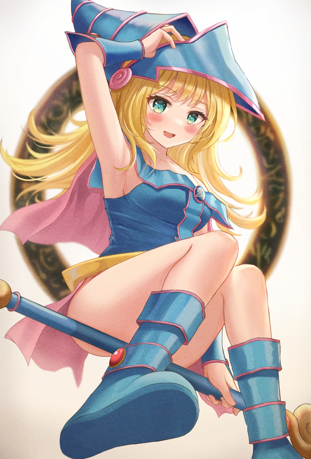 dark_magician_girl dress no_bra ttusee5 weapon yugioh