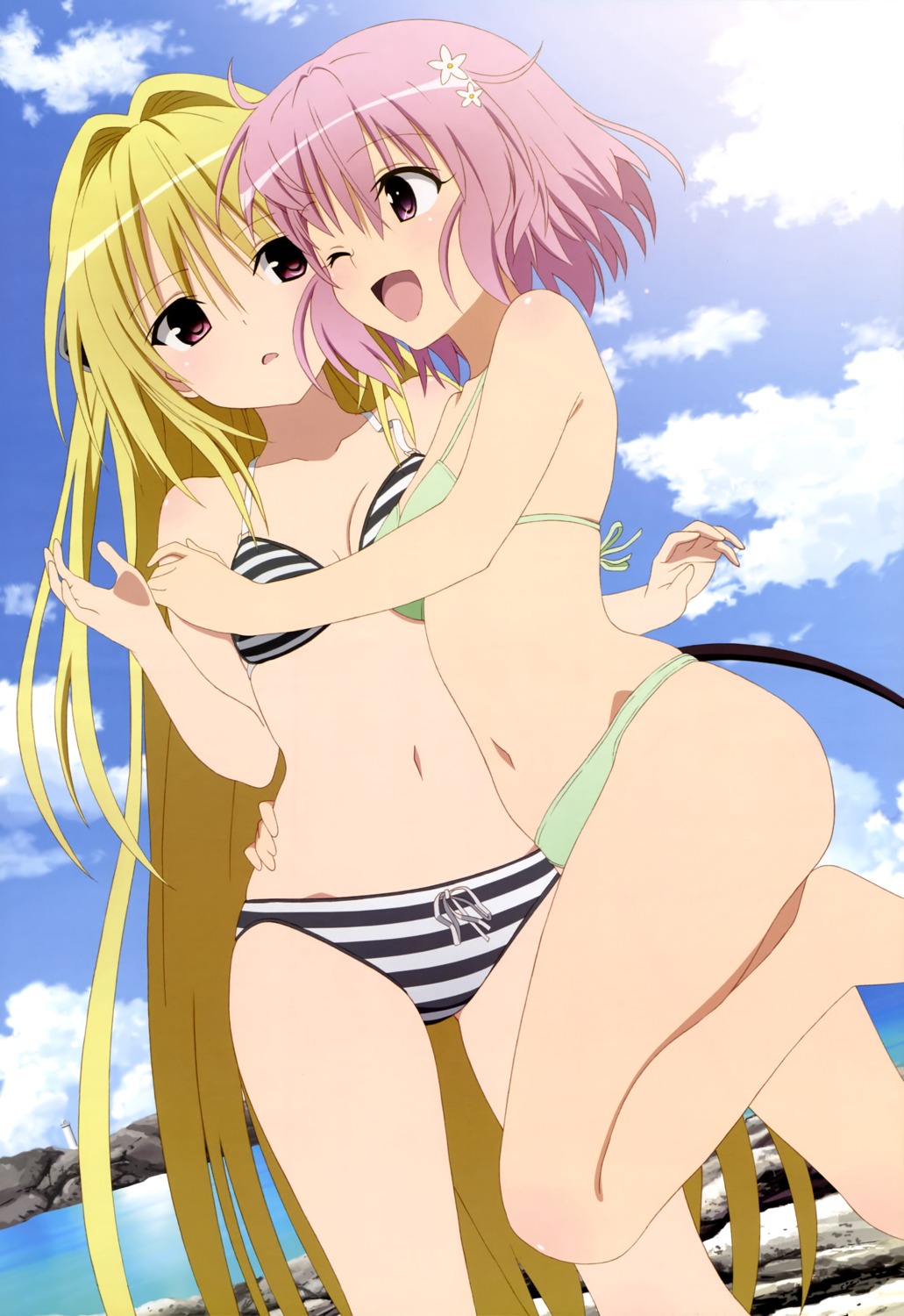 bikini golden_darkness momo_velia_deviluke nishitani_yasushi swimsuits tail to_love_ru to_love_ru_darkness