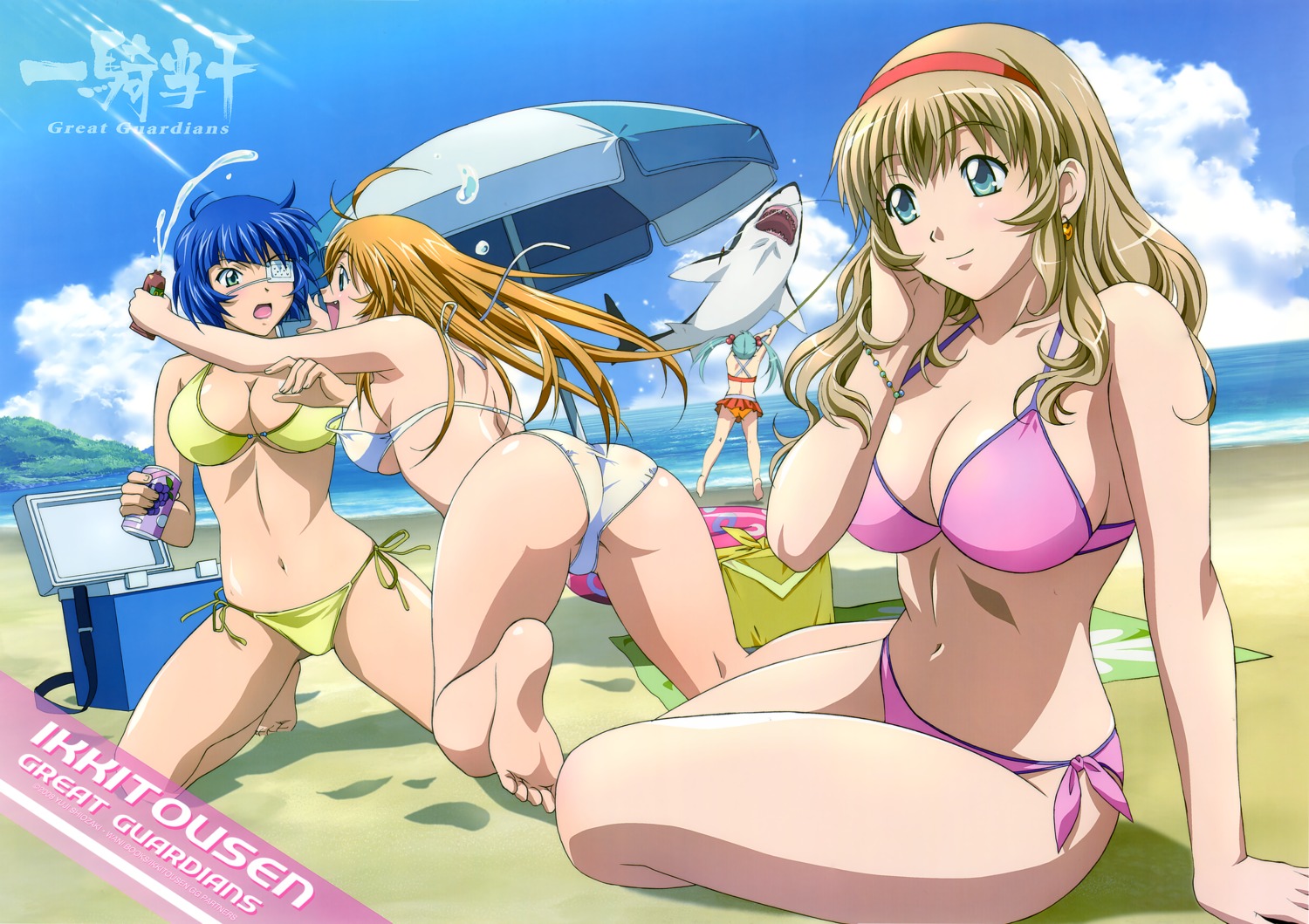 ass bikini cleavage eyepatch feet ikkitousen ikkitousen~great_guardians~ rin_sin ryomou_shimei shokatsuryou_koumei sonken_chuubou sonsaku_hakufu swimsuits