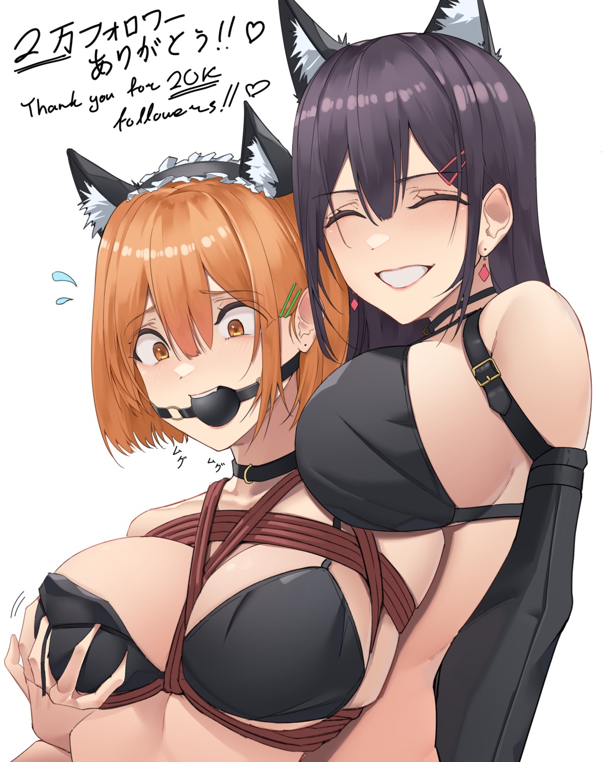 animal_ears bikini_top bondage breast_grab harris_hero swimsuits