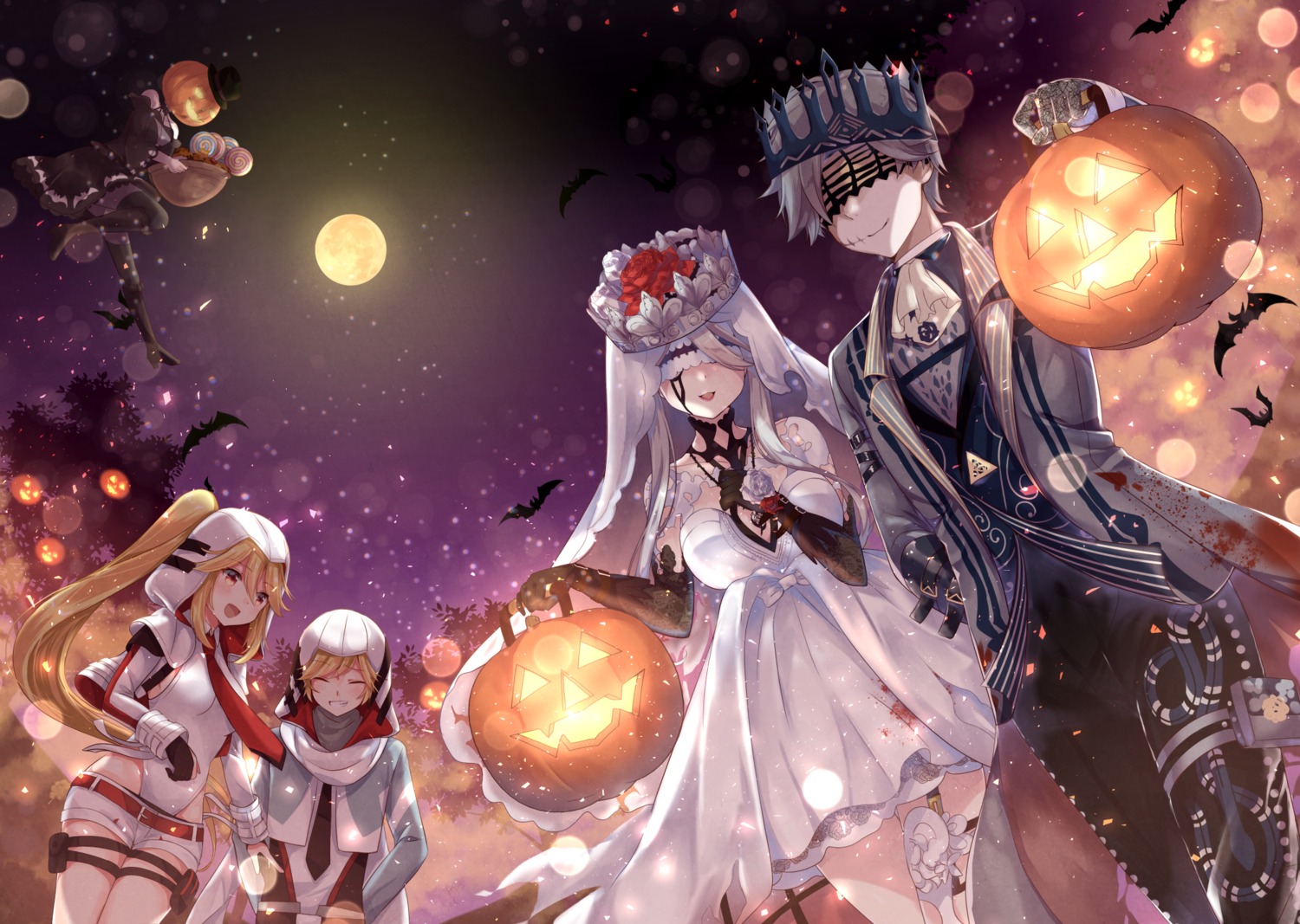 blood dress garter gomano_rio halloween knives_out stockings thighhighs
