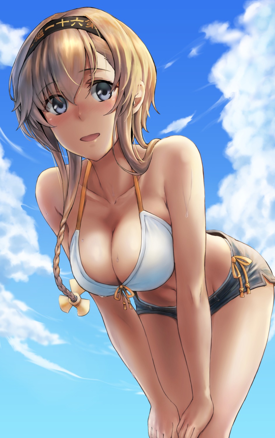 bikini cleavage kantai_collection kokuzou swimsuits teruzuki_(kancolle) wet