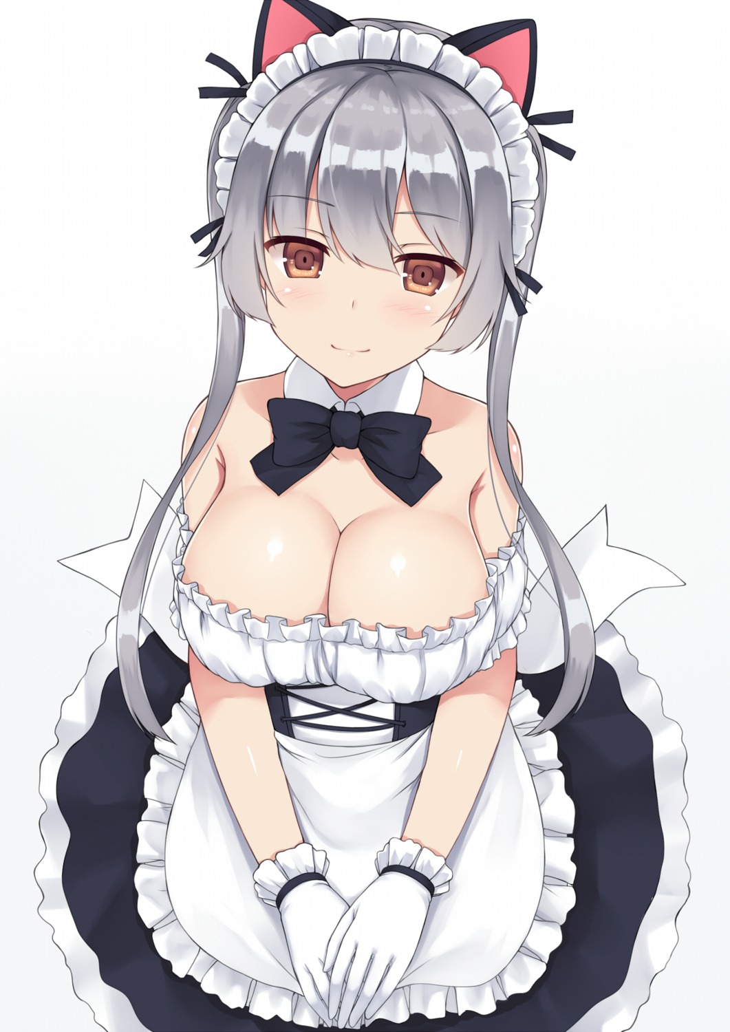 animal_ears cleavage maid mizunashi_kenichi nekomimi