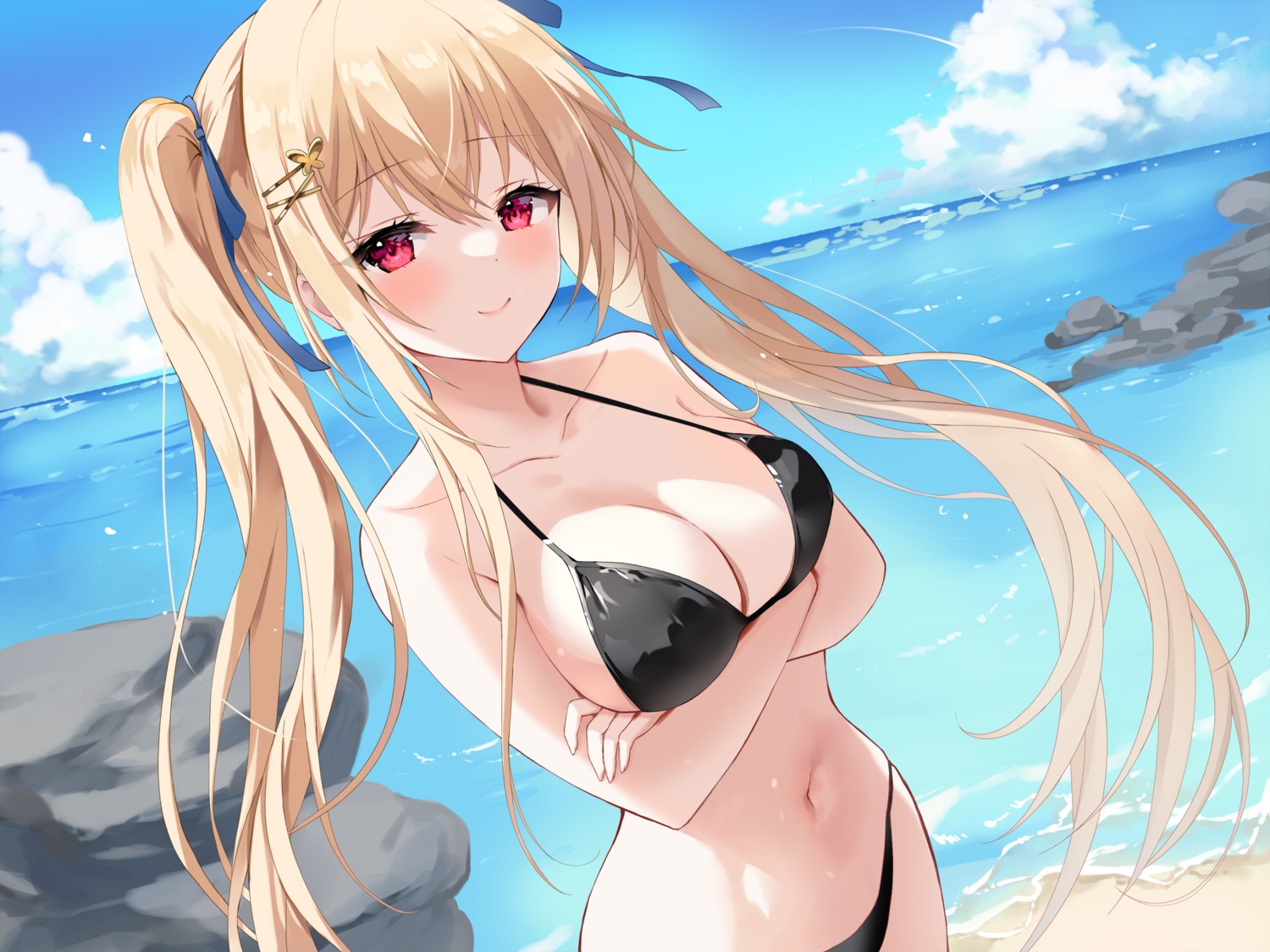 artist_revision bikini breast_hold mayo_(miyusa) swimsuits