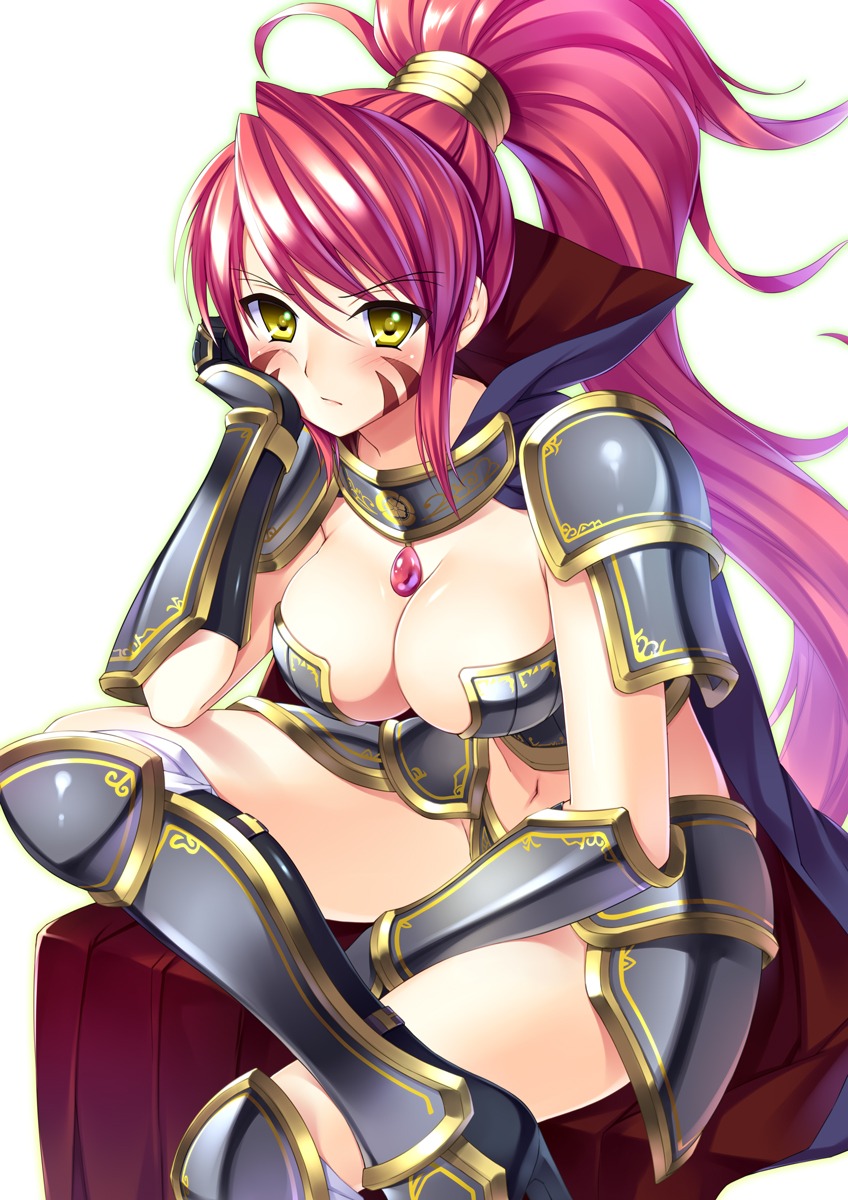 armor bucchake cleavage heels oda_nobunaga oda_nobunaga_(sengoku_otome) sengoku_otome thighhighs