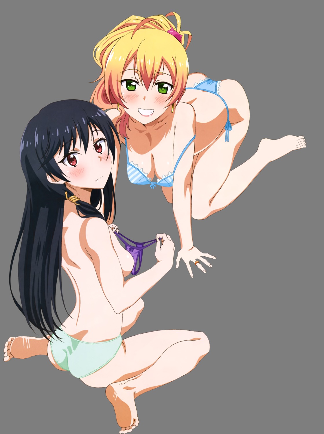 ass bra cleavage feet hajimete_no_gal kashii_yui pantsu string_panties takeuchi_tetsuya topless transparent_png yame_yukana