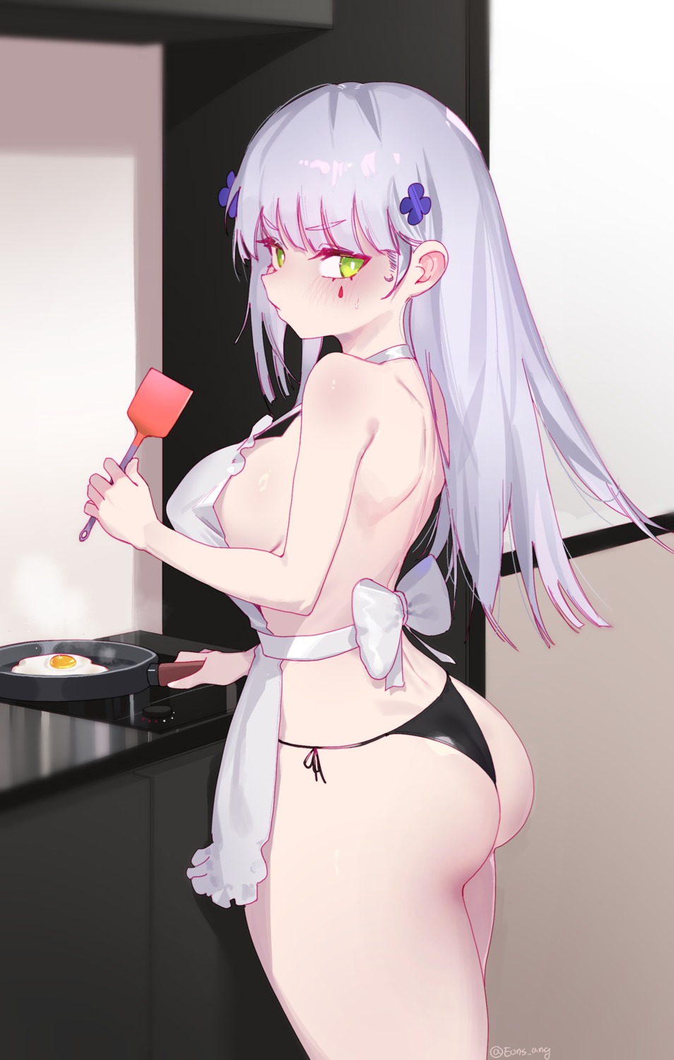 ass eonsang girls_frontline hk416_(girls_frontline) naked_apron pantsu string_panties thong