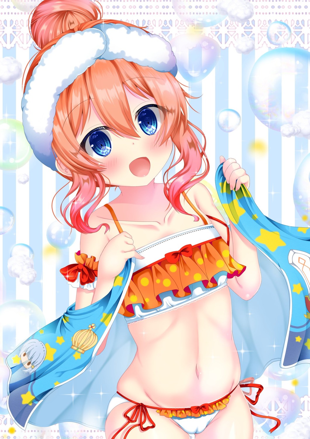 bikini cameltoe loli muimi_(princess_connect) princess_connect princess_connect!_re:dive rinna_rika swimsuits towel