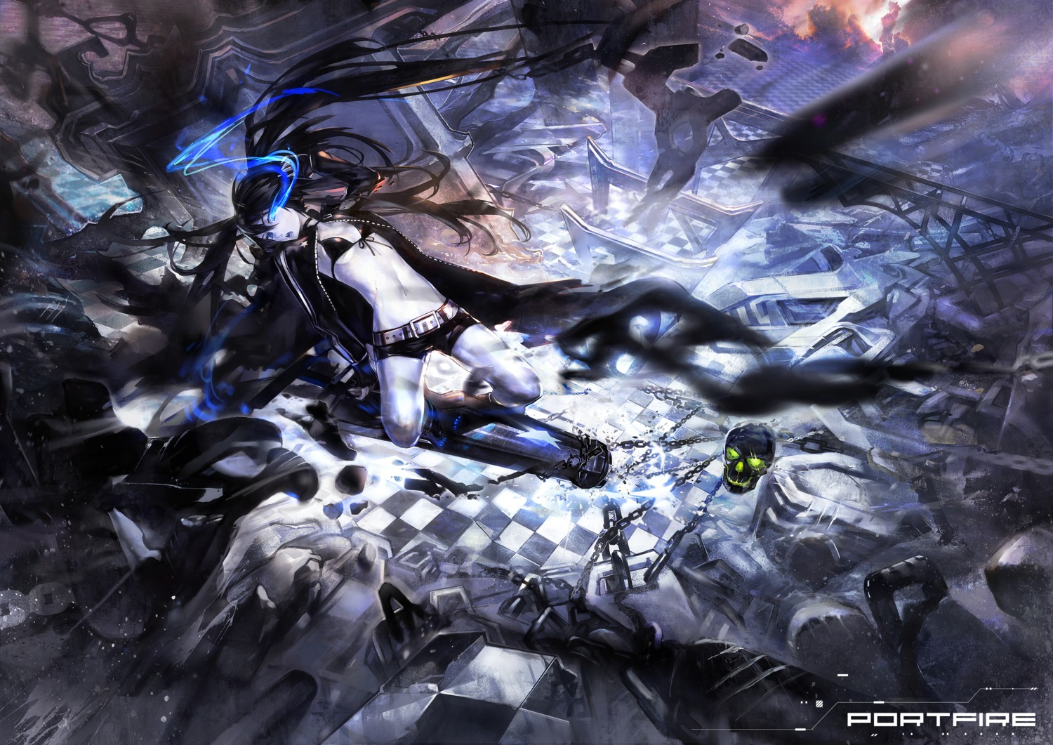 black_rock_shooter black_rock_shooter_(character) el-zheng gun vocaloid weapon