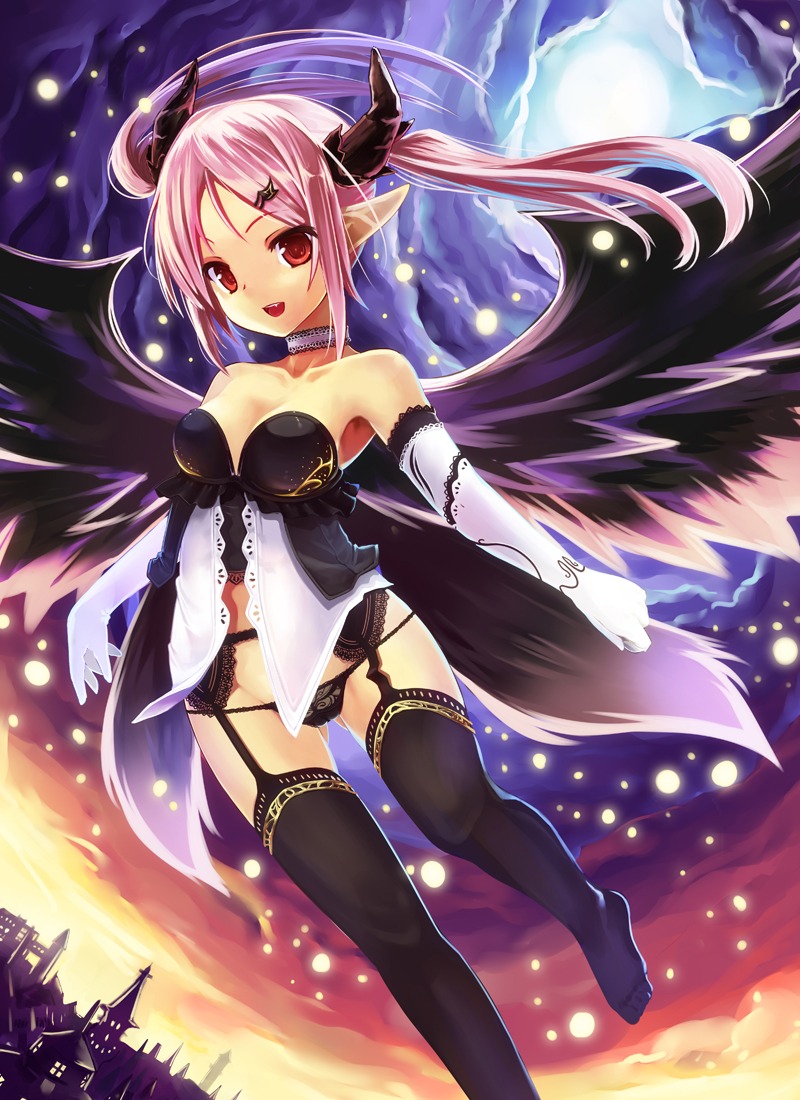 cameltoe cleavage devil garter_belt horns pantsu stockings thighhighs wings yukisan