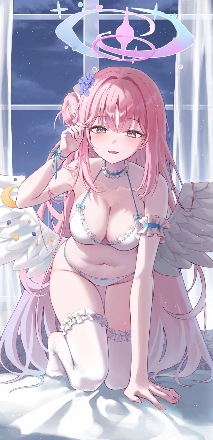 angel blue_archive bra garter misono_mika pantsu thighhighs wings yeorem