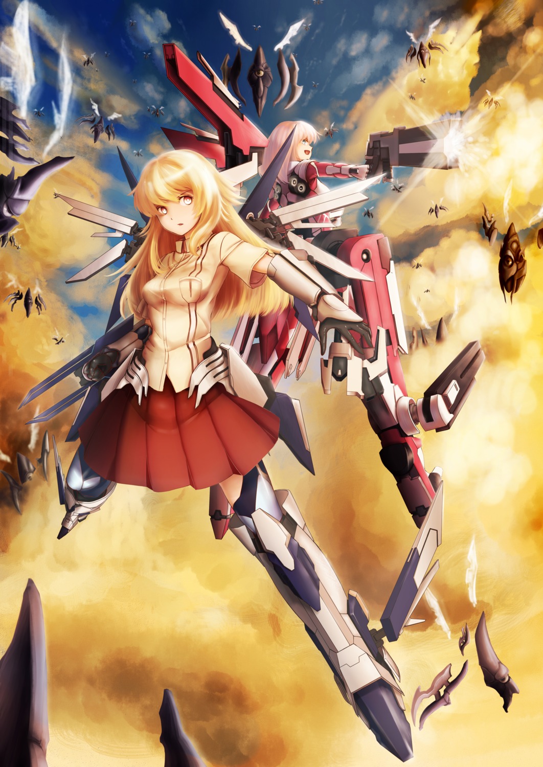 armor gun iltusa mecha mecha_musume monster seifuku weapon wings