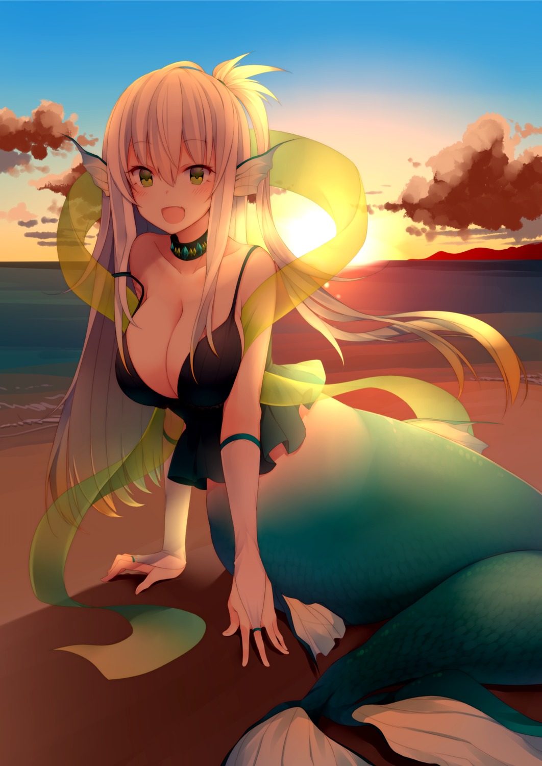 cleavage matsunoki mermaid monster_girl tail