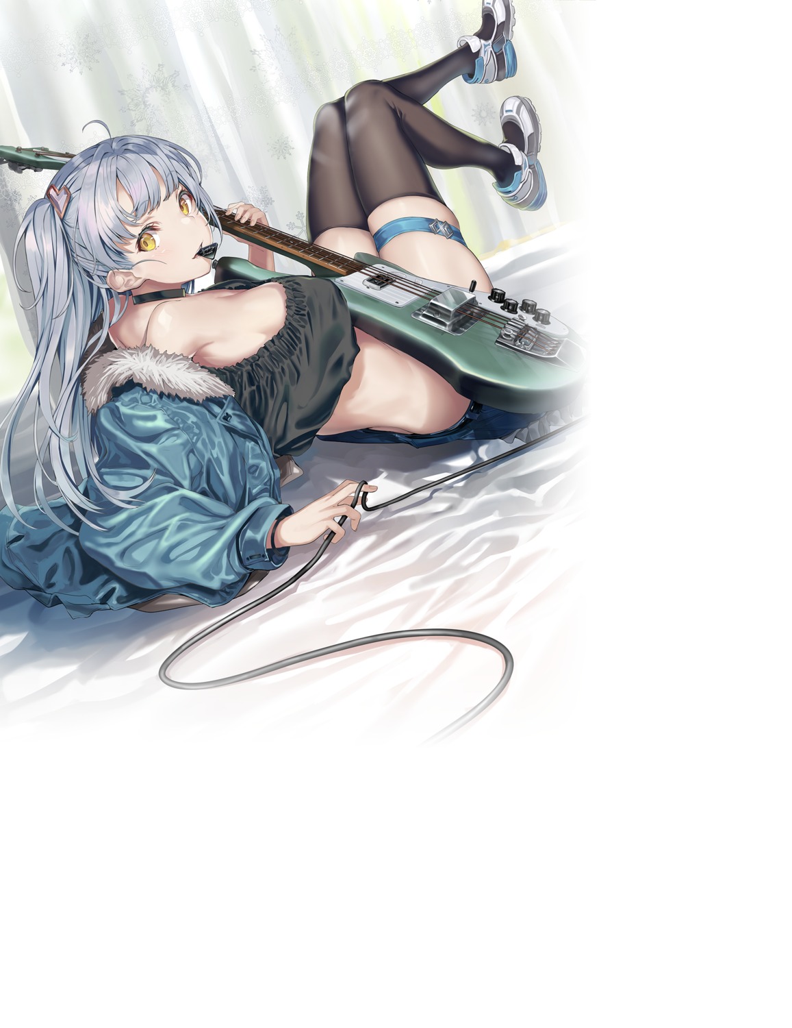 garter guitar no_bra shimofuri thighhighs