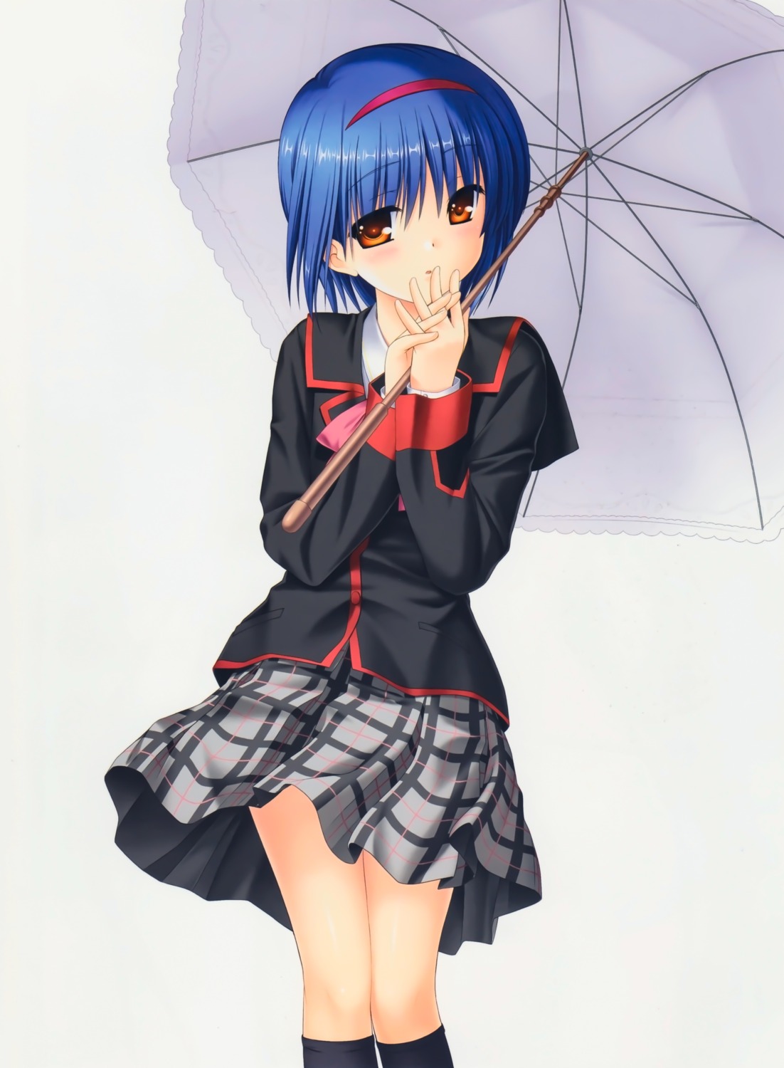 key little_busters! na-ga nishizono_mio seifuku skirt_lift umbrella