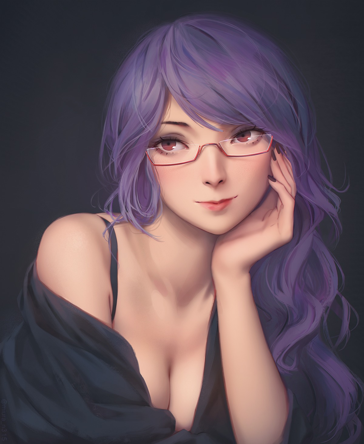 cleavage kamishiro_rize megane miura_naoko open_shirt tokyo_ghoul