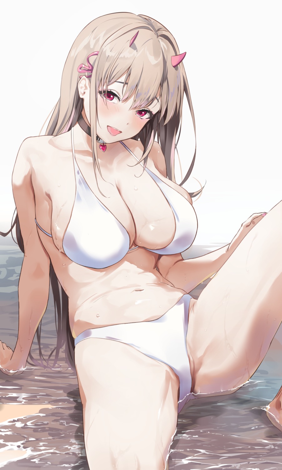 bikini goddess_of_victory:_nikke horns kuu_(user_gngs5284) swimsuits thong viper_(nikke) wet