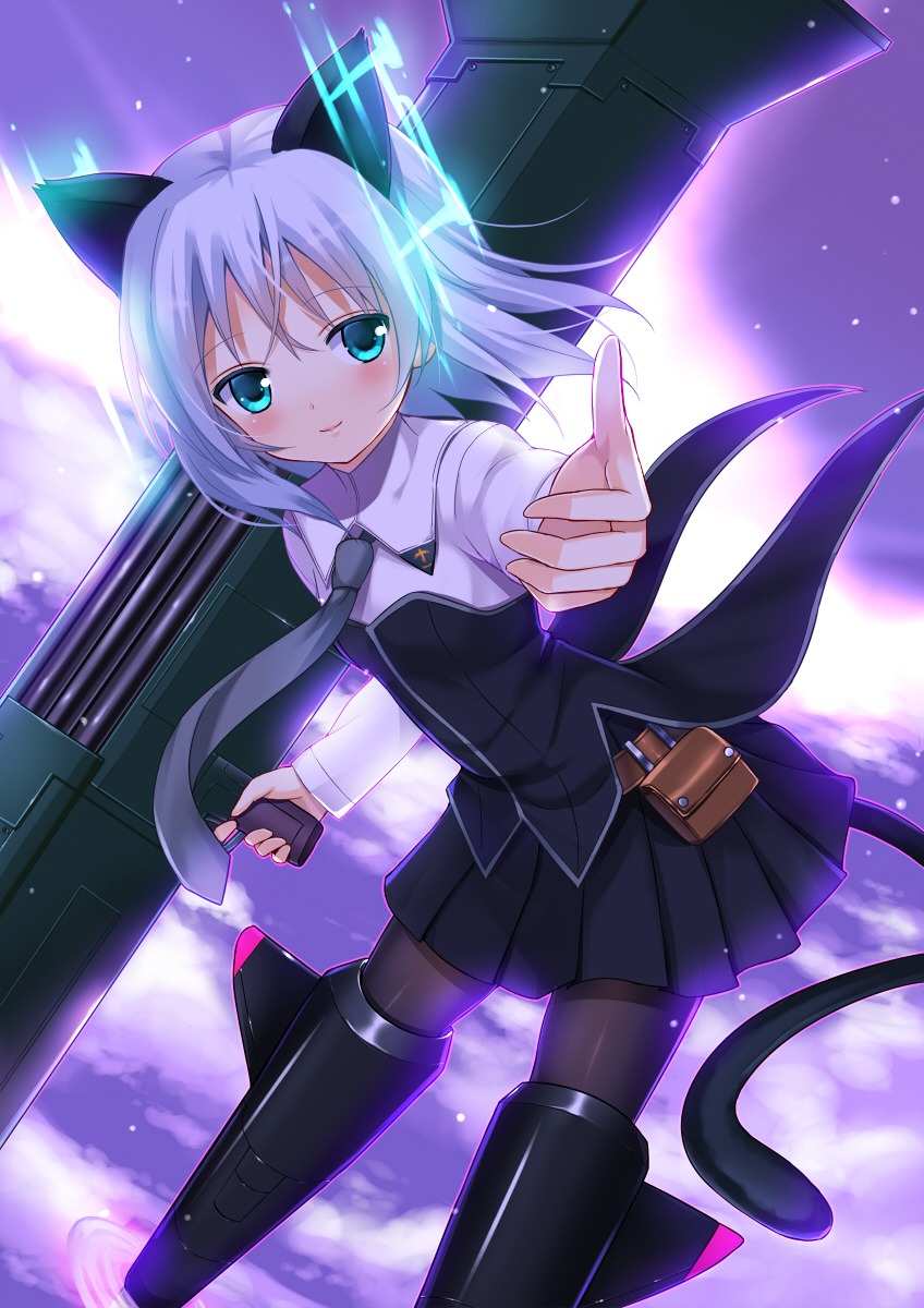 animal_ears koi nekomimi pantyhose sanya_v_litvyak seifuku strike_witches tail