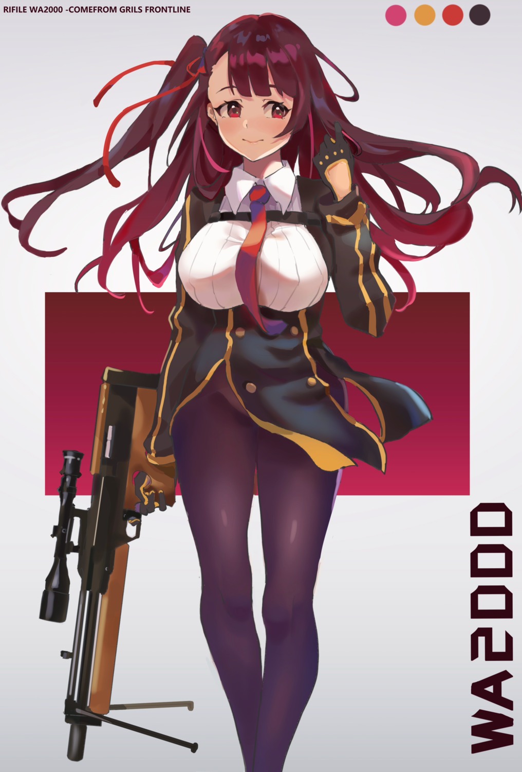 feipin_zhanshi girls_frontline gun pantyhose skirt_lift uniform wa2000_(girls_frontline)