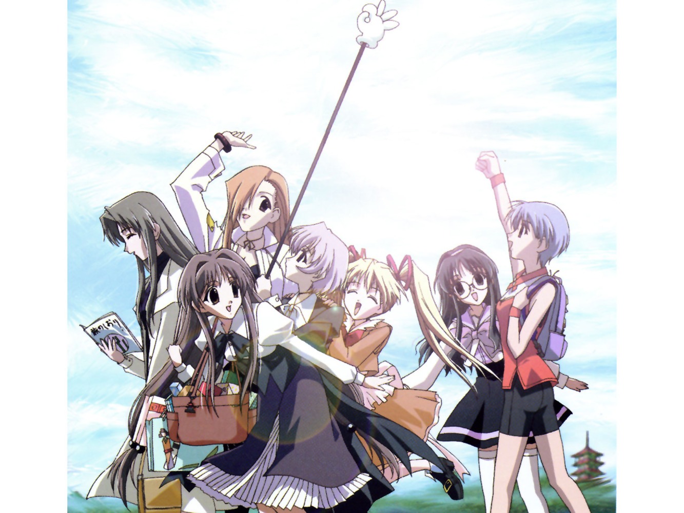 bike_shorts gokajou_satsuki happy_lesson ichimonji_mutsuki megane nanakorobi_fumitsuki ninomai_kisaragi sanzein_yayoi seifuku shitennou_uzuki thighhighs yazakura_hazuki