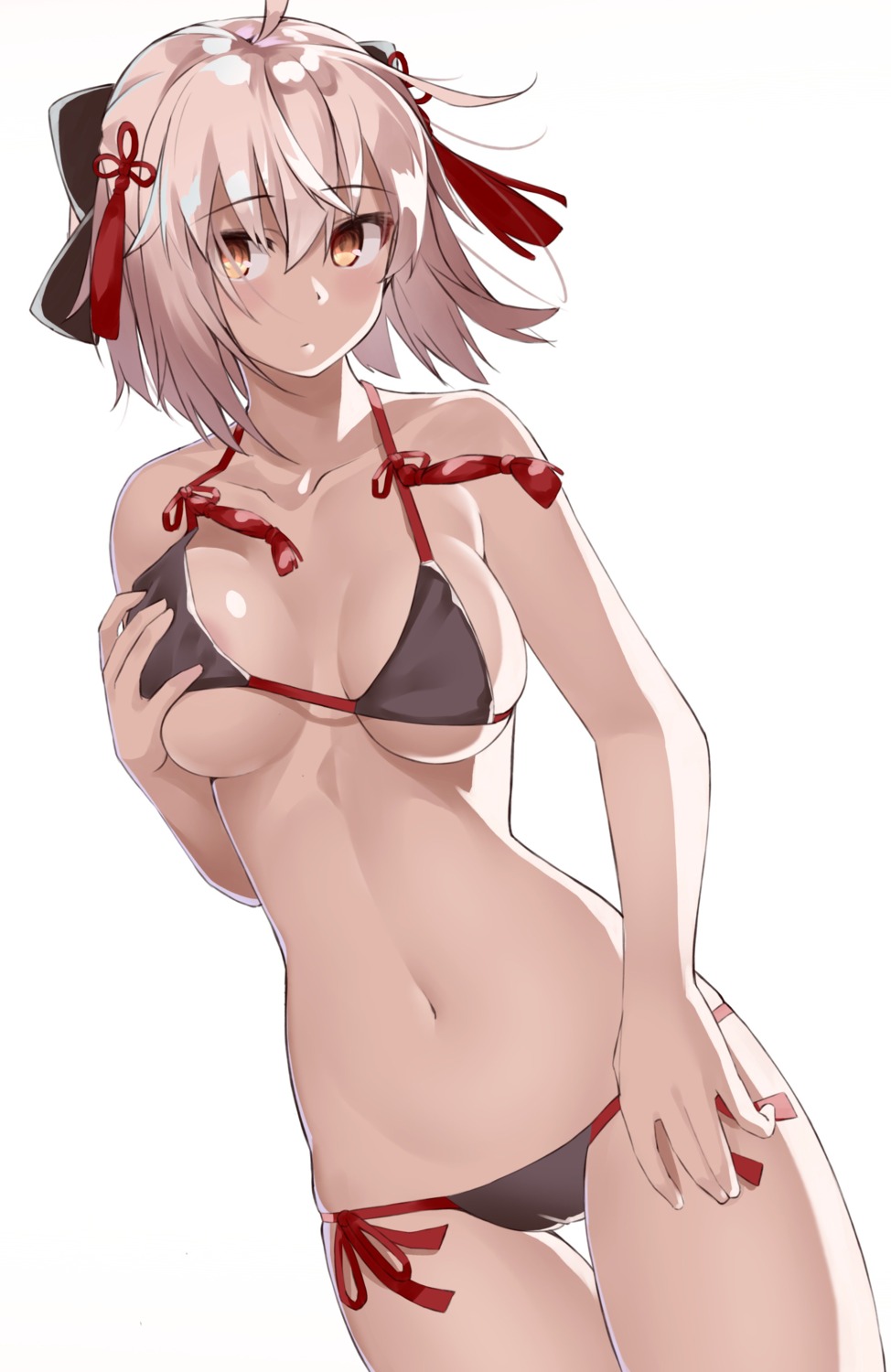 areola bikini breast_grab cameltoe fate/grand_order okita_souji_(alter)_(fate) swimsuits syunichi