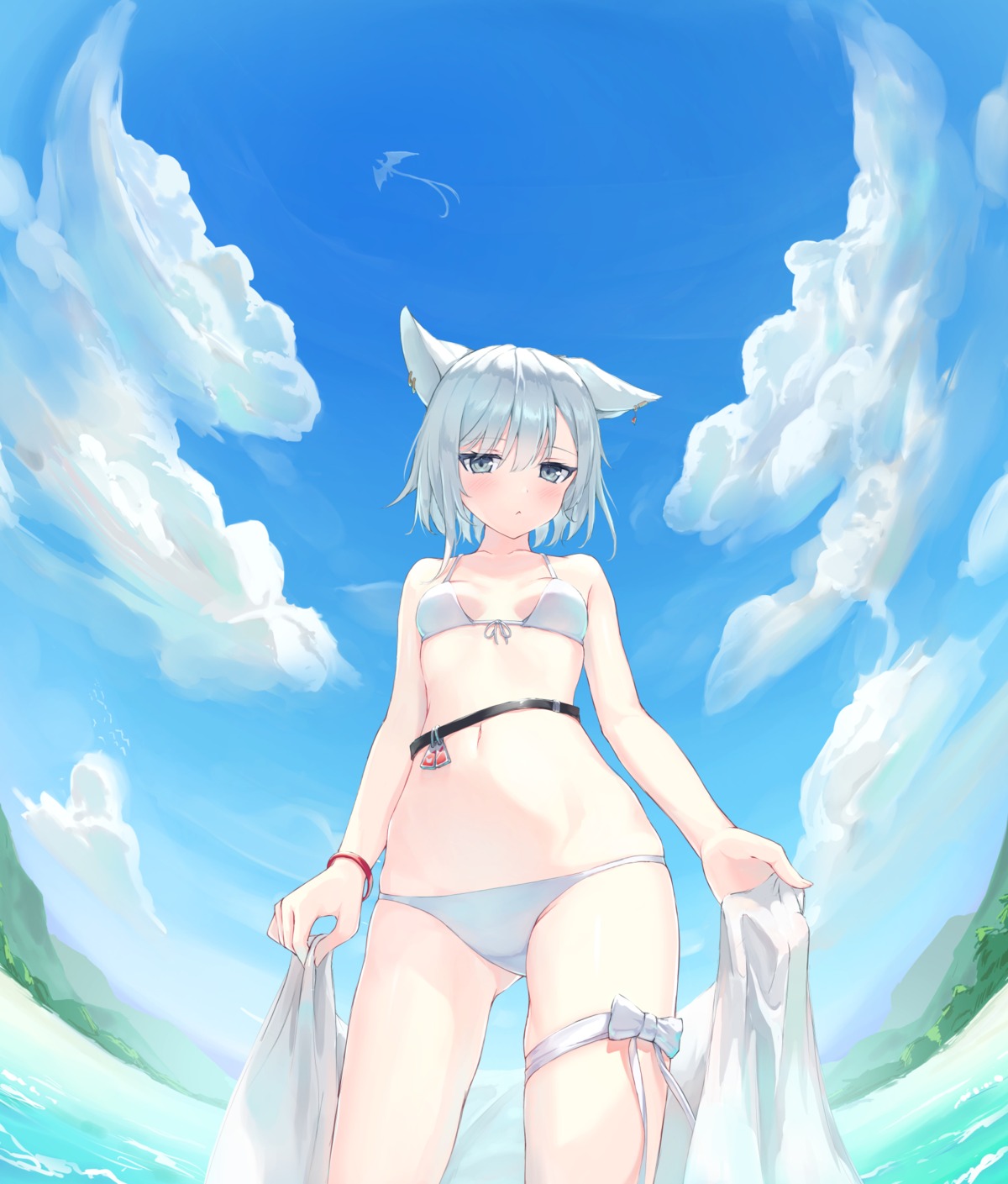 animal_ears bikini garter nekomimi parfait swimsuits towel