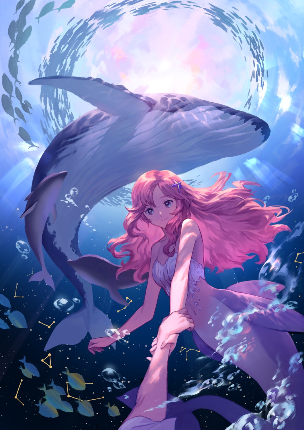 Mermaid, girl, orange, anime, manga, nardack, HD wallpaper | Peakpx