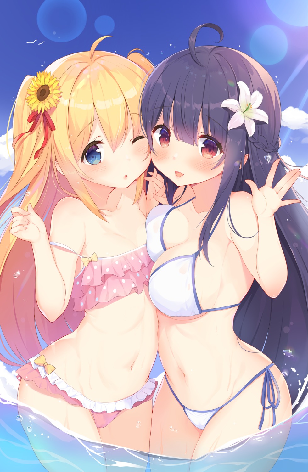 bikini kagerou loli swimsuits symmetrical_docking wet