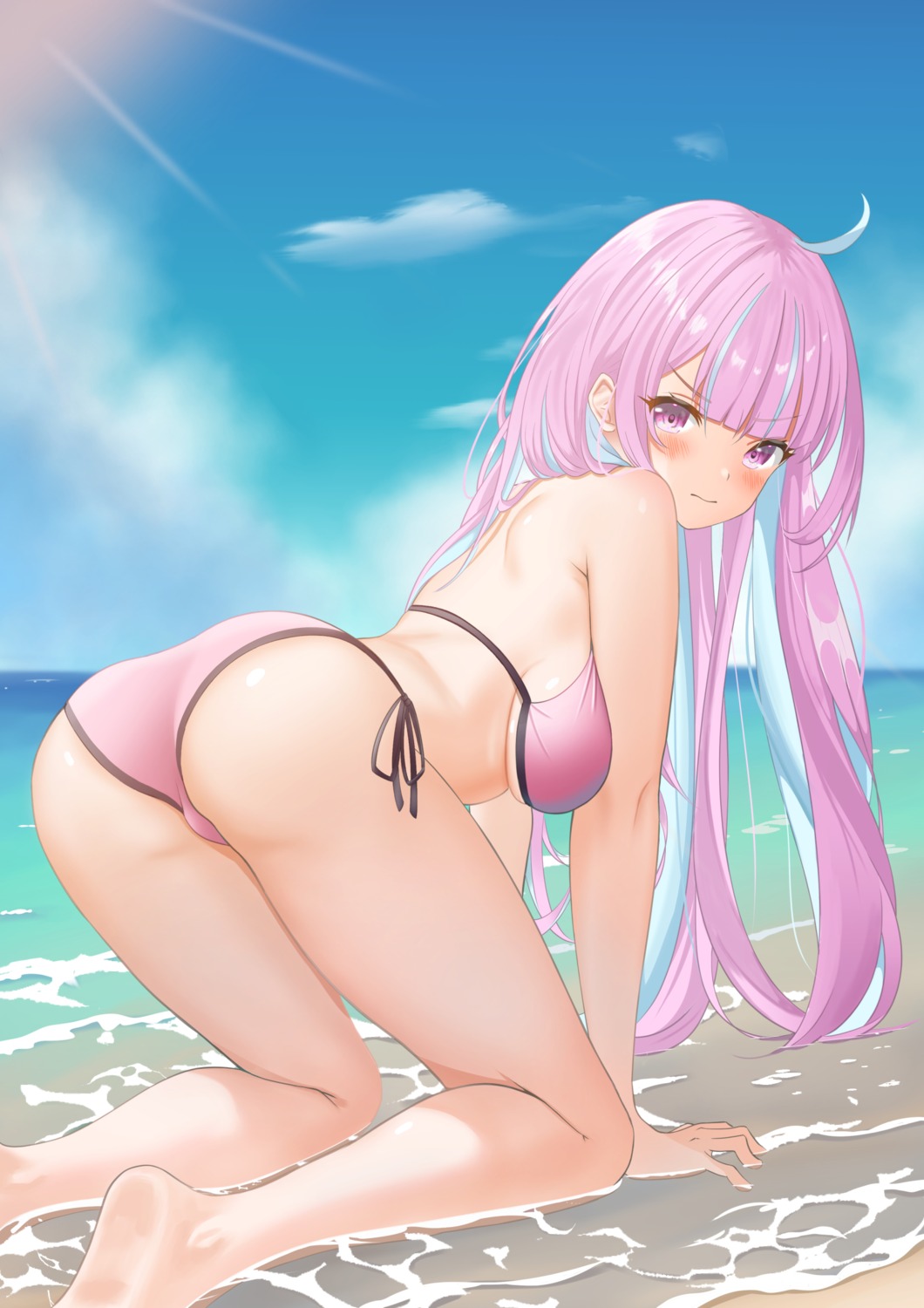 ass bikini hololive minato_aqua seriponpoyon swimsuits thong wet