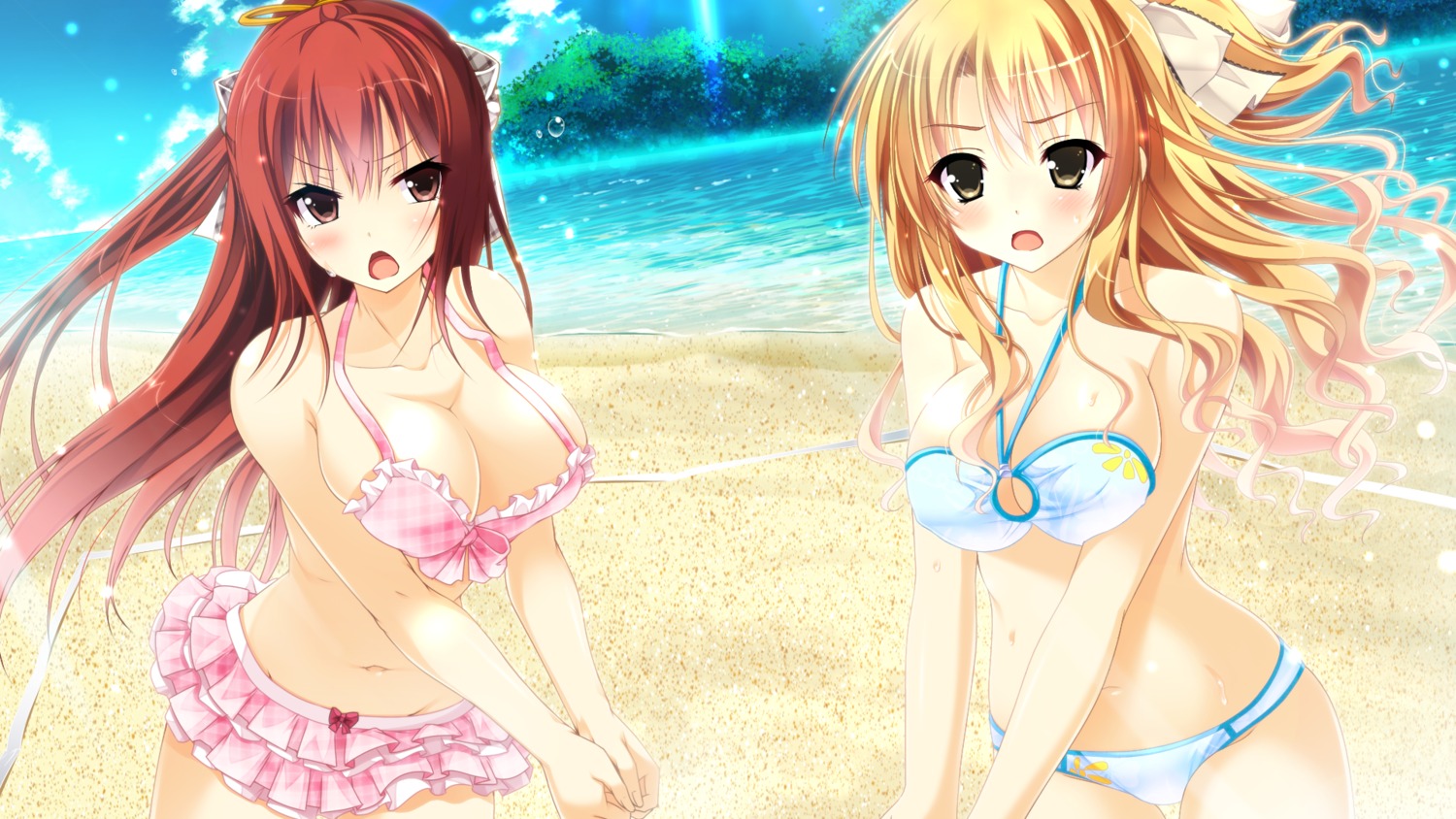 bikini ecchi_de_hentai!_yakimochi_ojou-sama!! ensemble_sweet game_cg goma_satoshi kurusugawa_alice satofuji_masato shiratori_mayu swimsuits