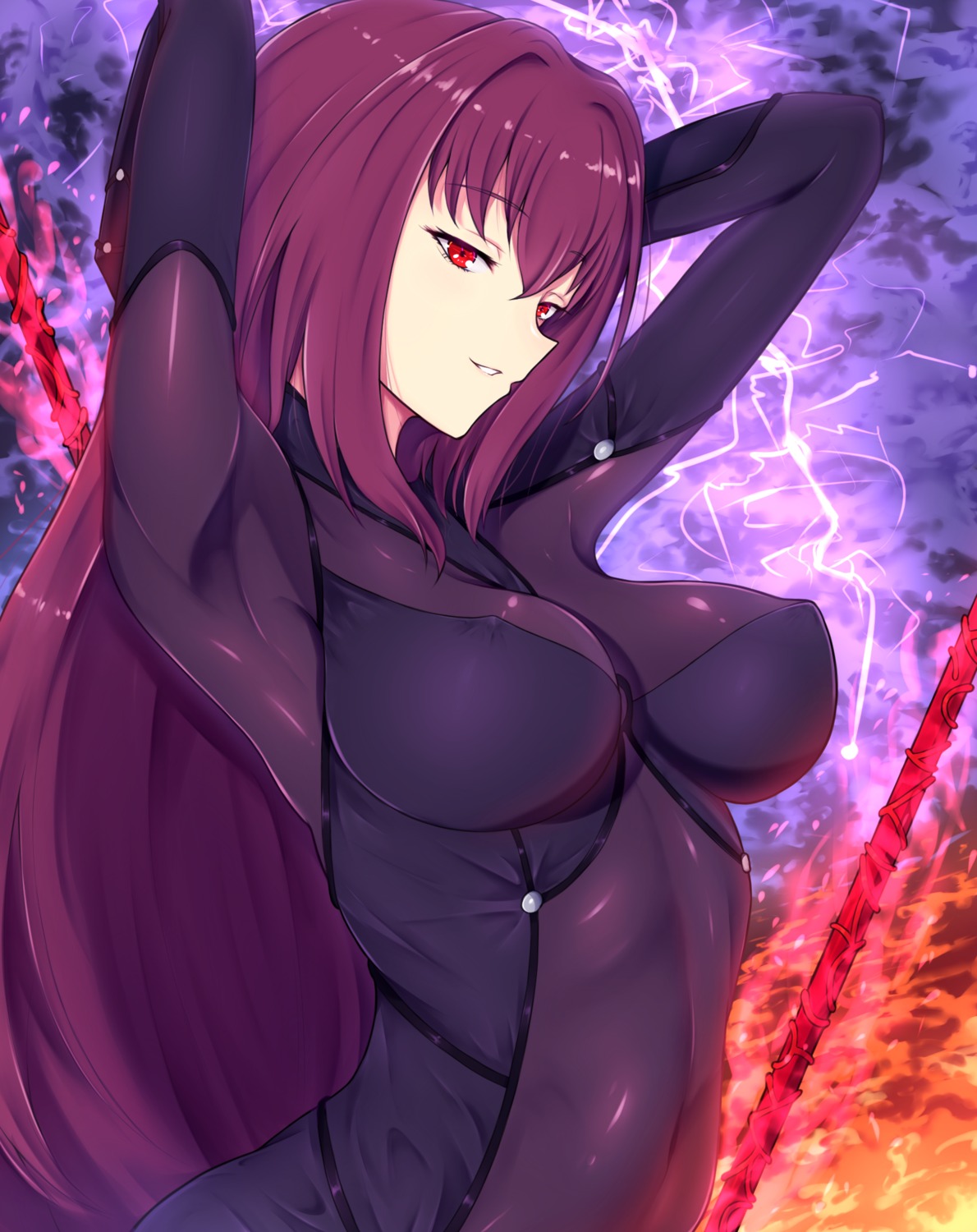 band-width bodysuit erect_nipples fate/grand_order scathach_(fate/grand_order)
