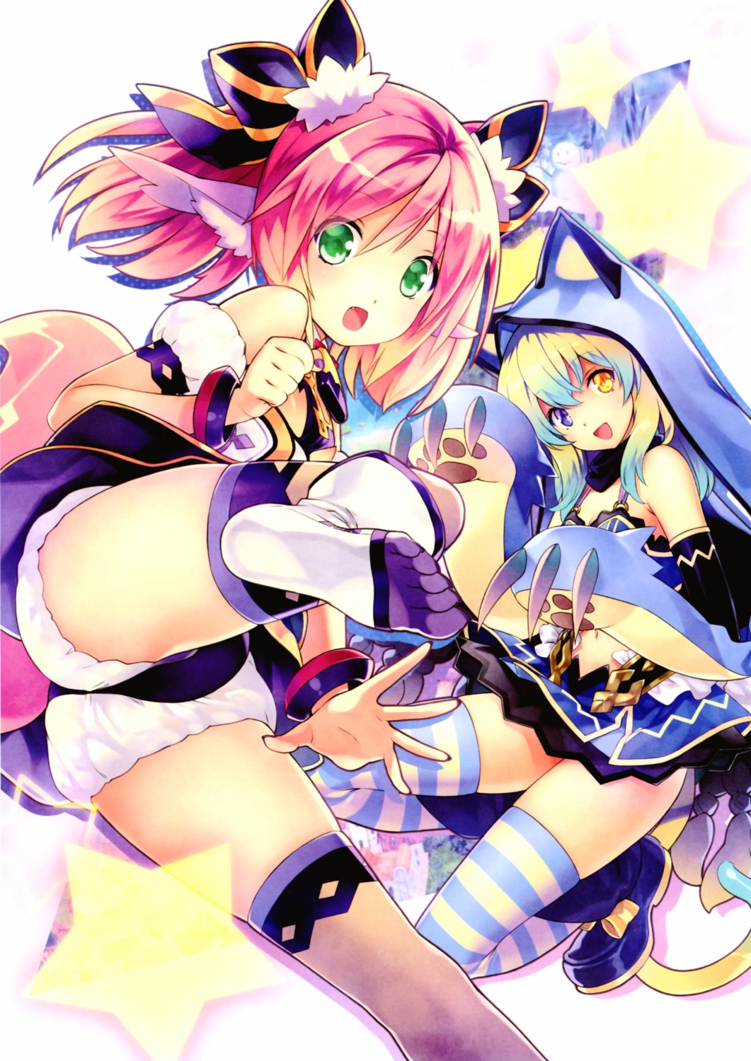 animal_ears ass bloomers cleavage genkai_tokki_moero_chronicle heterochromia hirano_katsuyuki lolita_fashion thighhighs wa_lolita