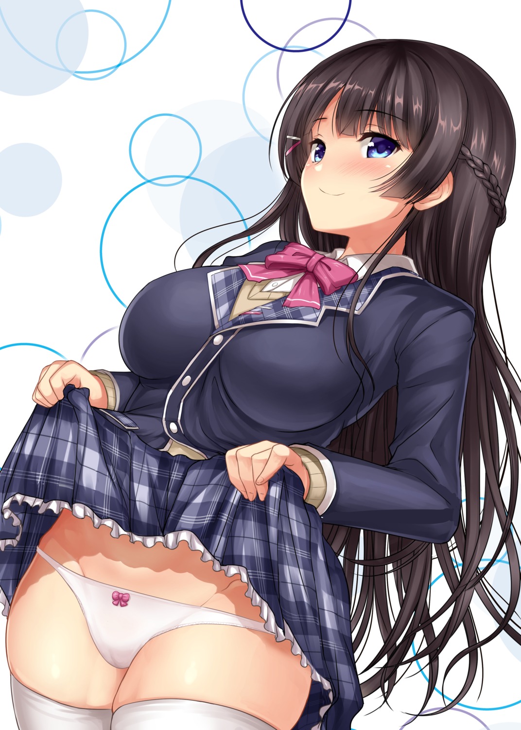 hamo nijisanji pantsu seifuku skirt_lift thighhighs tsukino_mito