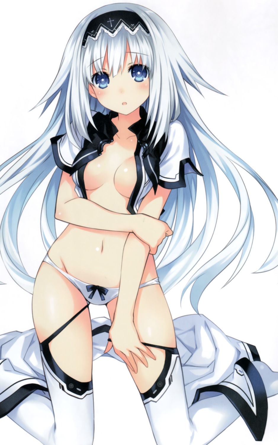 arusu_maria date_a_live no_bra open_shirt pantsu seifuku thighhighs tsunako undressing