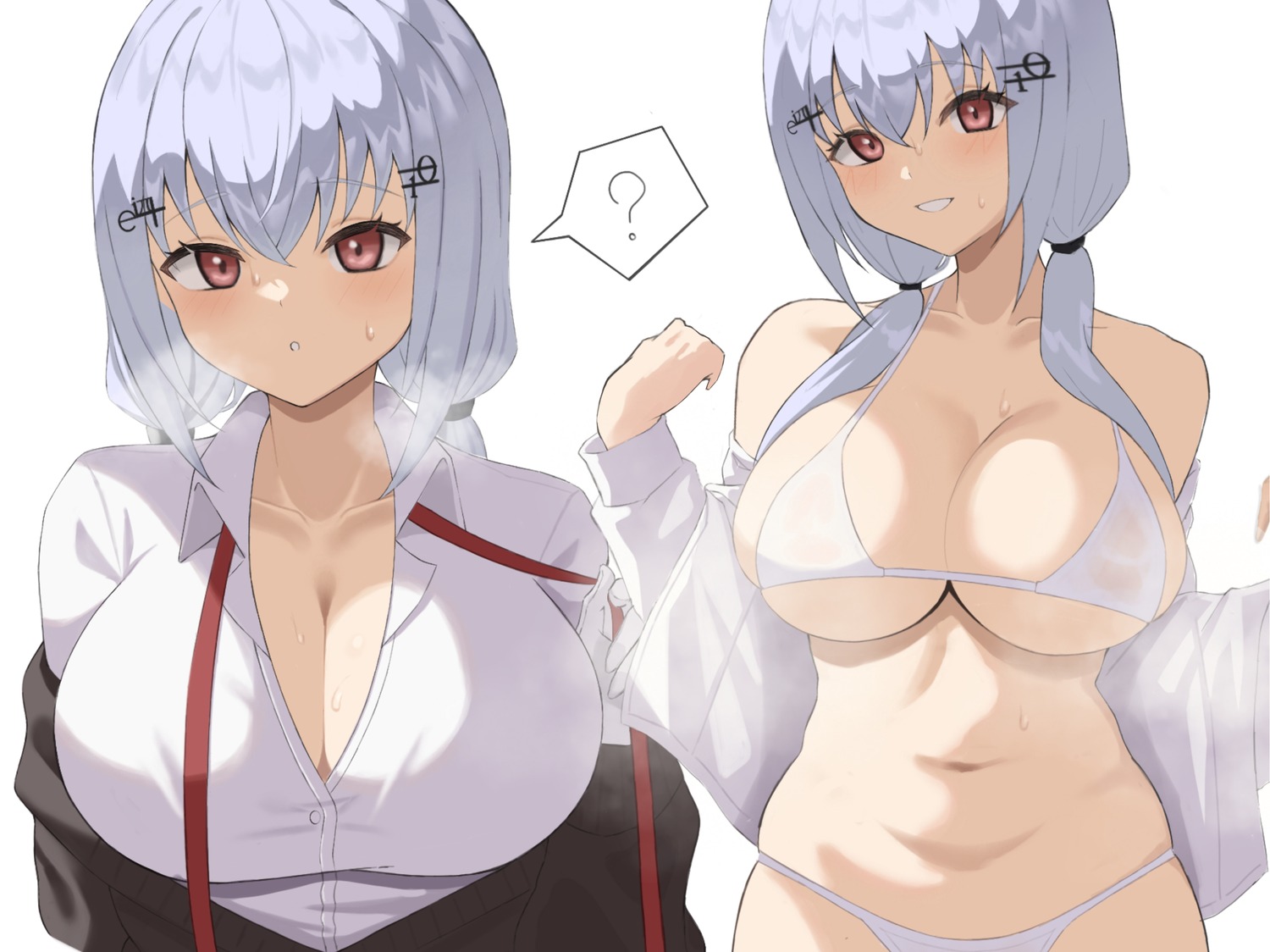 bra cleavage dress_shirt hakase_fuyuki new_sankin_nyu nijisanji open_shirt pantsu see_through