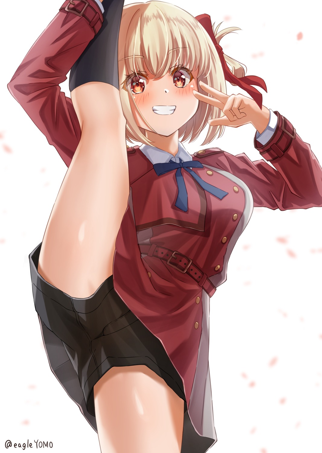 lycoris_recoil nishikigi_chisato seifuku skirt_lift yomo