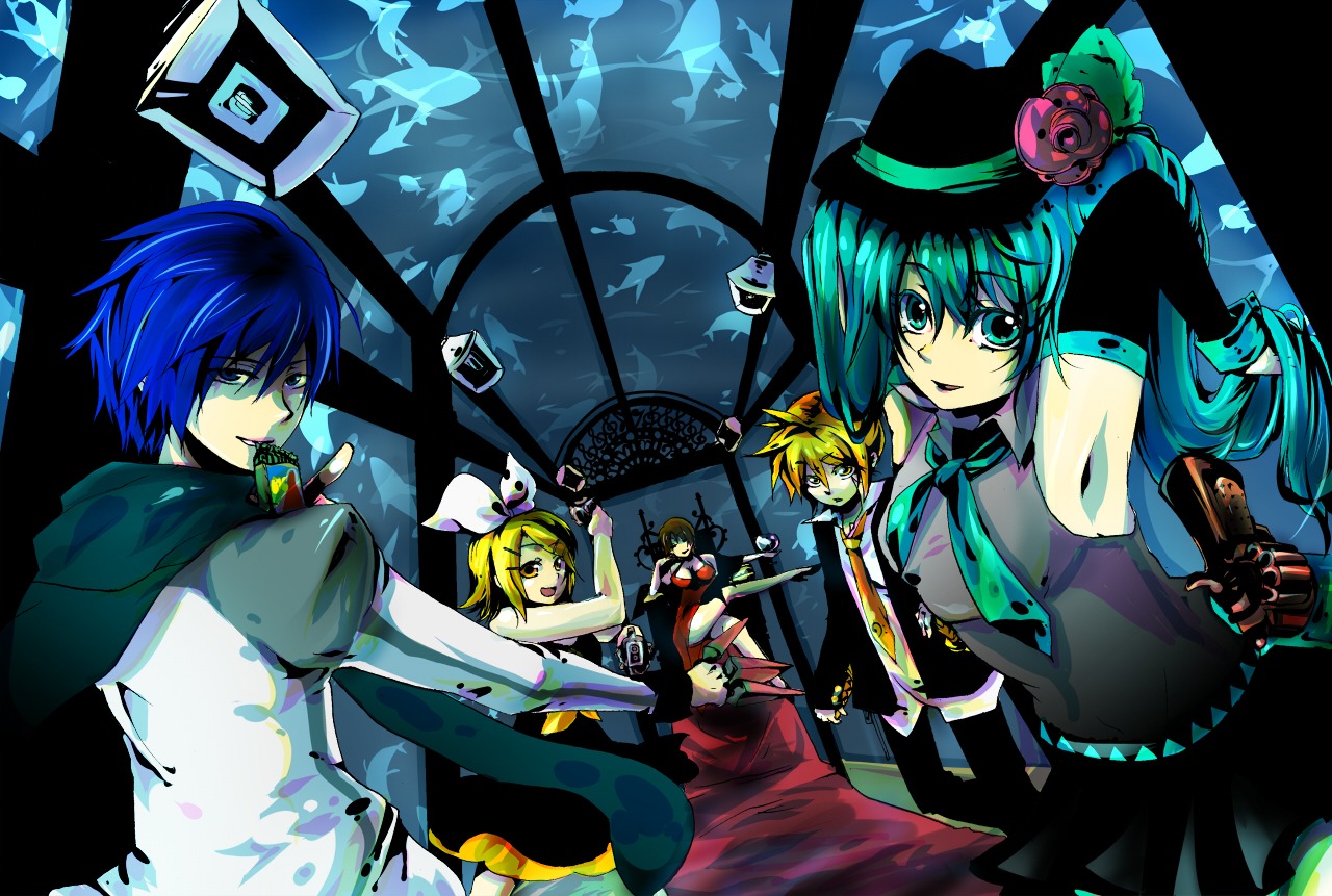 hashimochi hatsune_miku kagamine_len kagamine_rin kaito meiko vocaloid