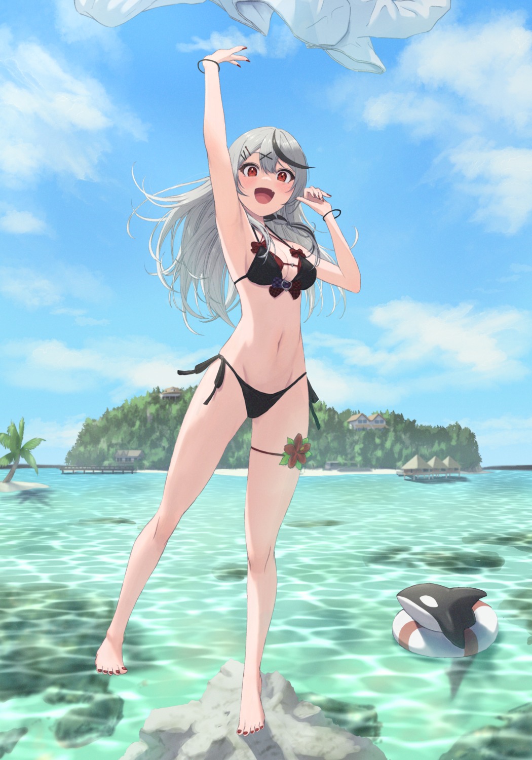 bikini bowsan cleavage garter hololive sakamata_chloe swimsuits