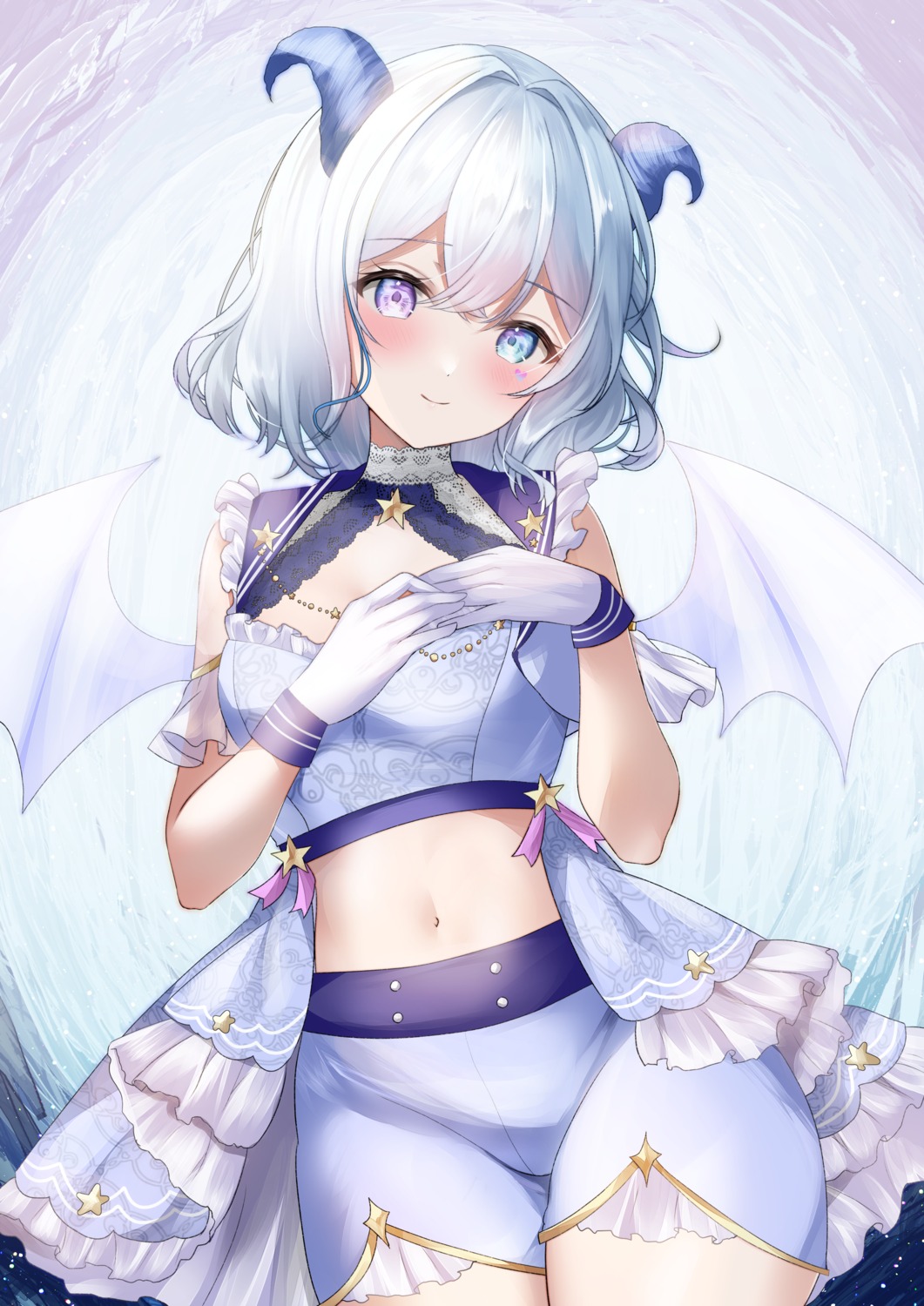 devil heterochromia horns indie_virtual_youtuber kawada_yuyura kurage_cc tattoo wings