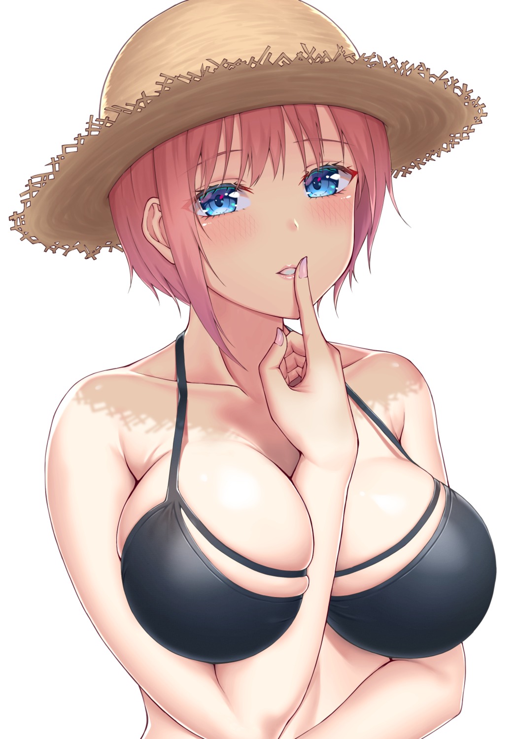 5-toubun_no_hanayome bikini_top breast_hold nakano_ichika nemunemu_semi swimsuits