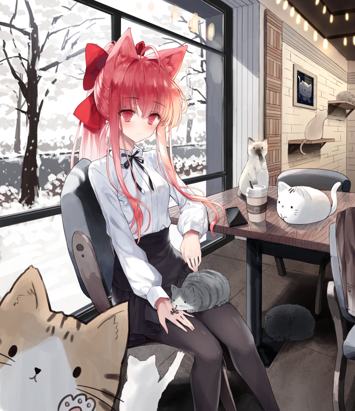 animal_ears neko nekomimi pantyhose tandohark